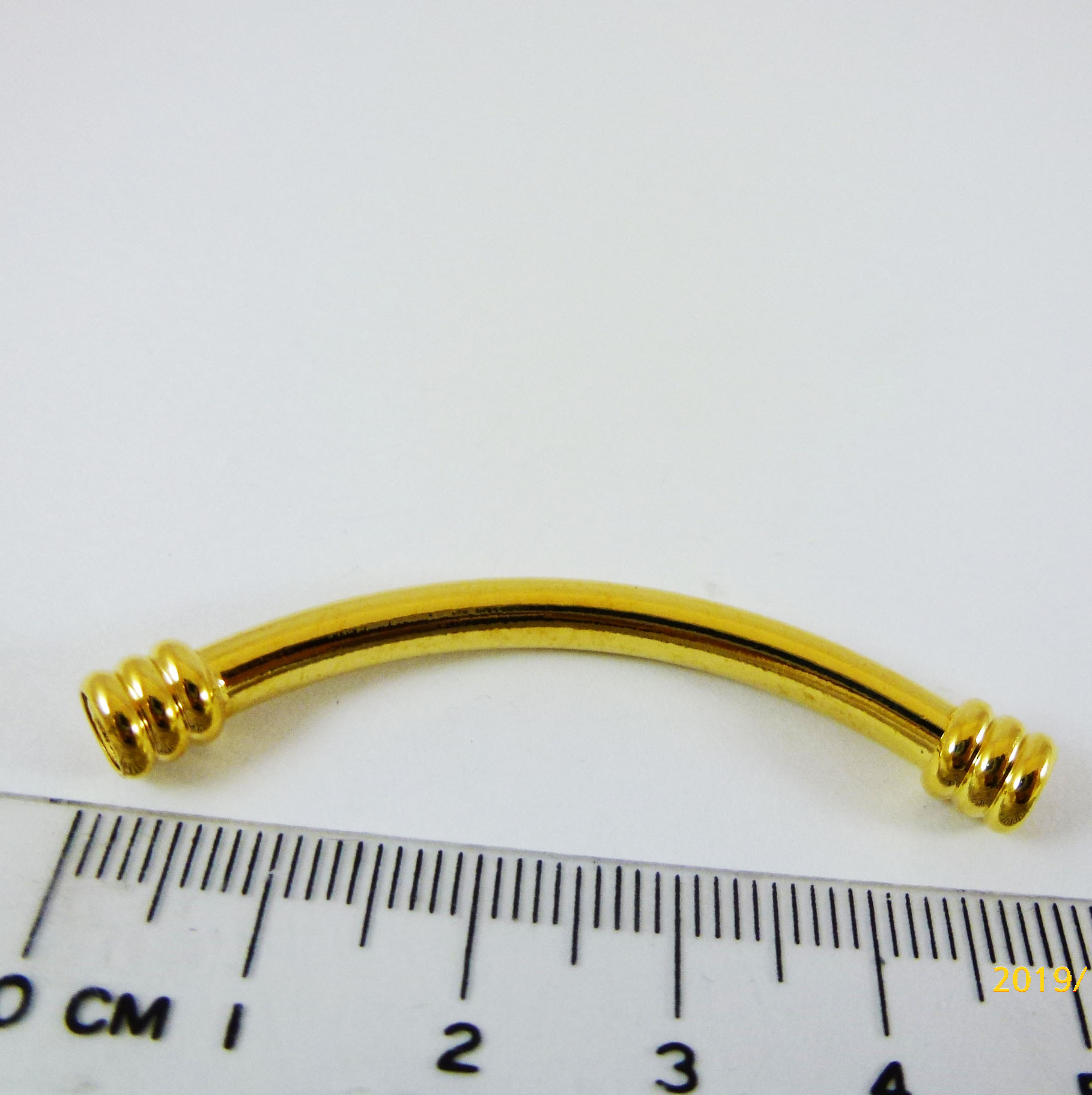 6x50mm無鎳厚金色三圈圓頭彎管