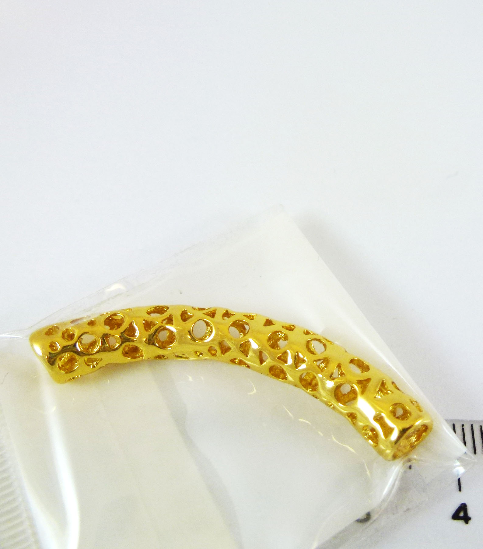 6x43mm銅鍍金色鏤空彎管加膜