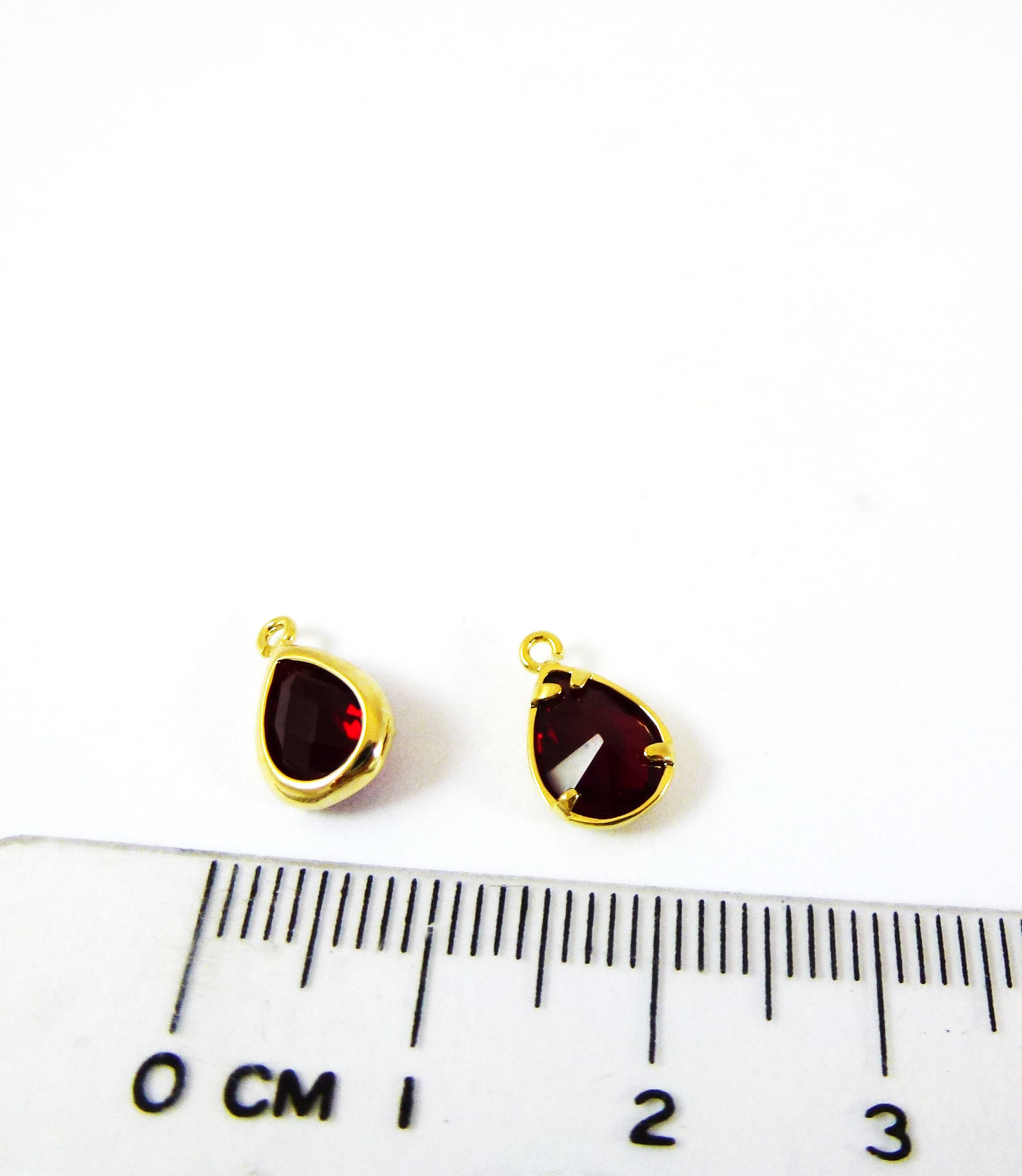 銅鍍金色單孔水滴誕生石-一月石榴石