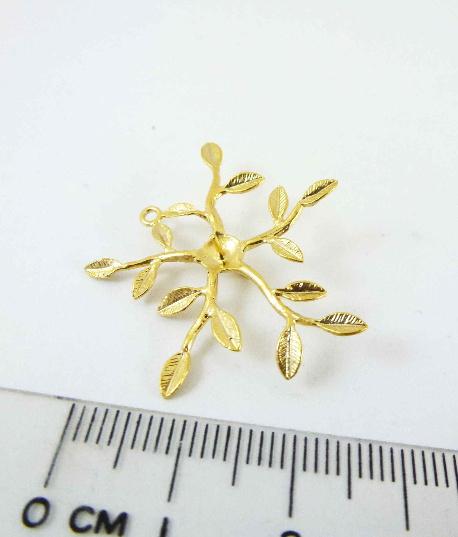 銅鍍霧金雙孔榕樹葉
