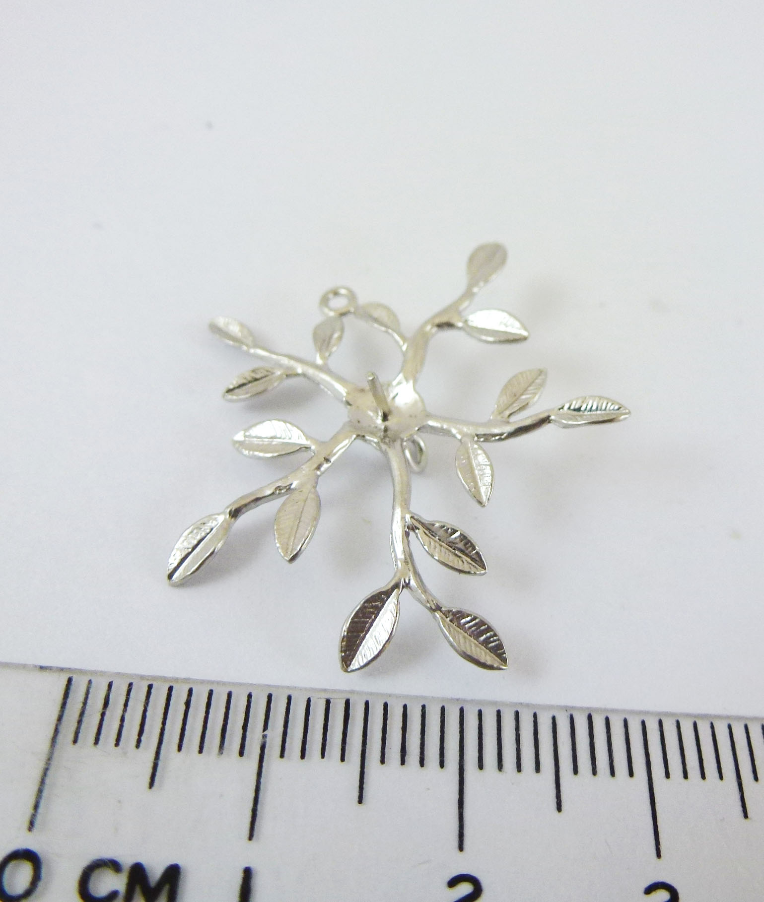 銅鍍霧銀雙孔榕樹葉