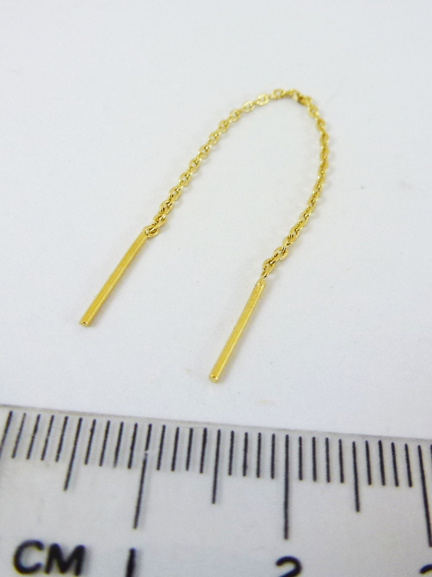 銅鍍金色50mm鍊長雙針耳鍊
