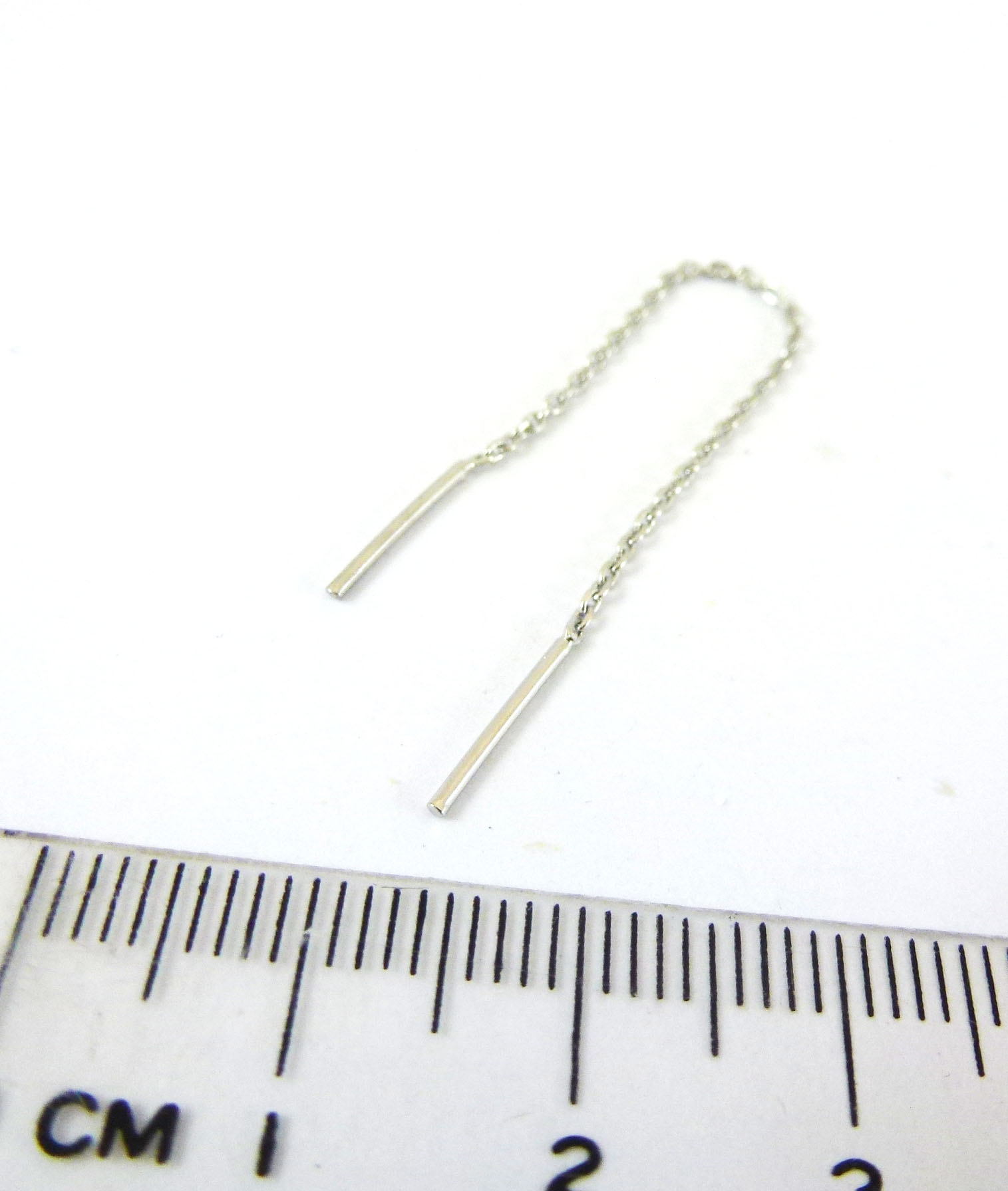 銅鍍正白K-50mm鍊長雙針耳鍊