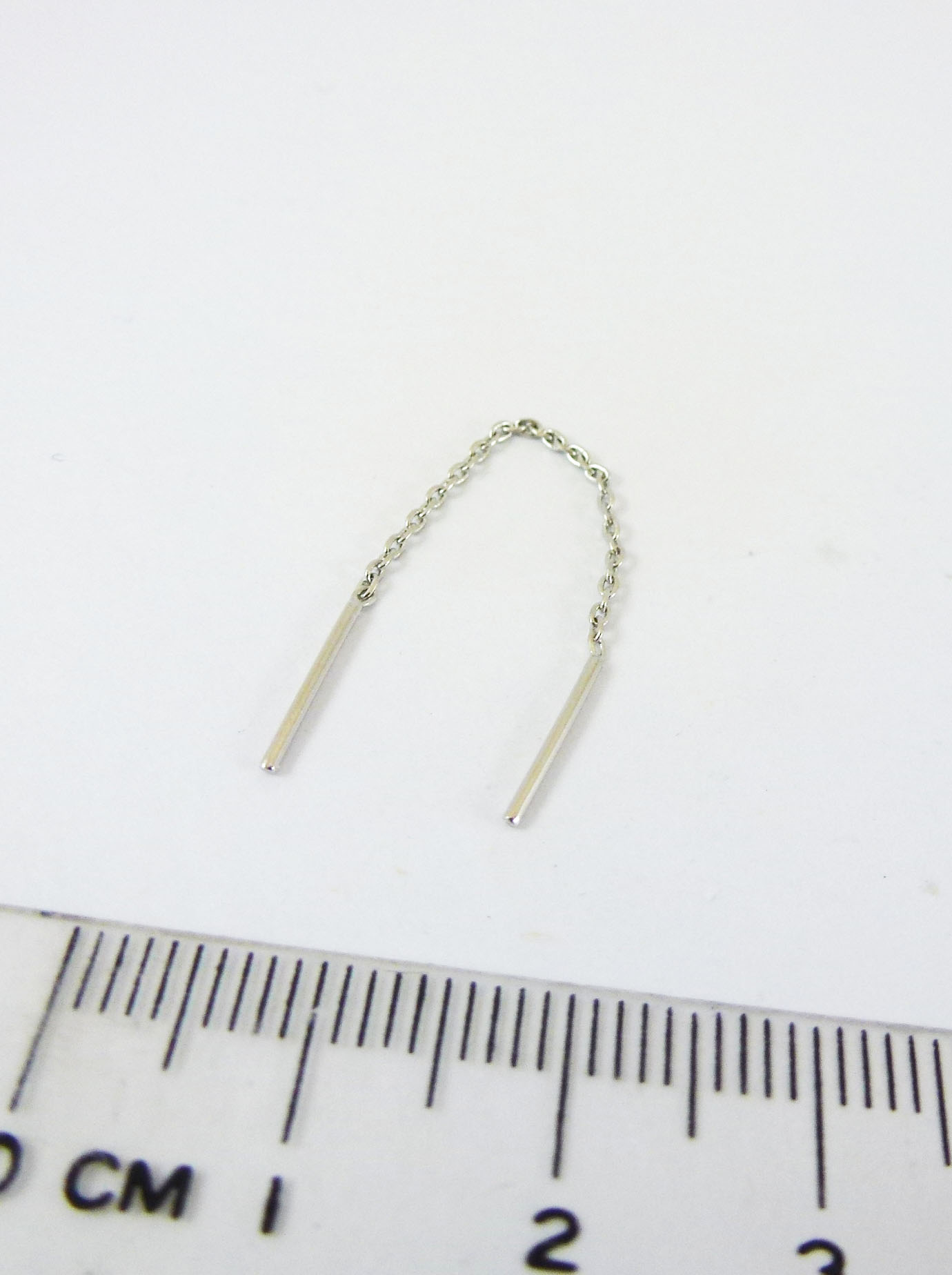 銅鍍正白K-35mm鍊長雙針耳鍊