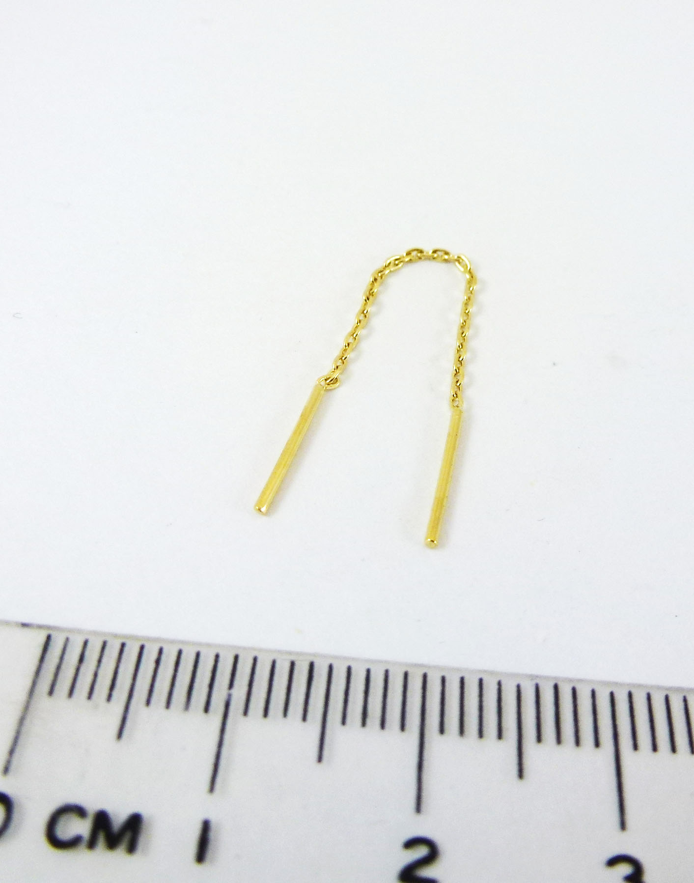 銅鍍金色-35mm鍊長雙針耳鍊