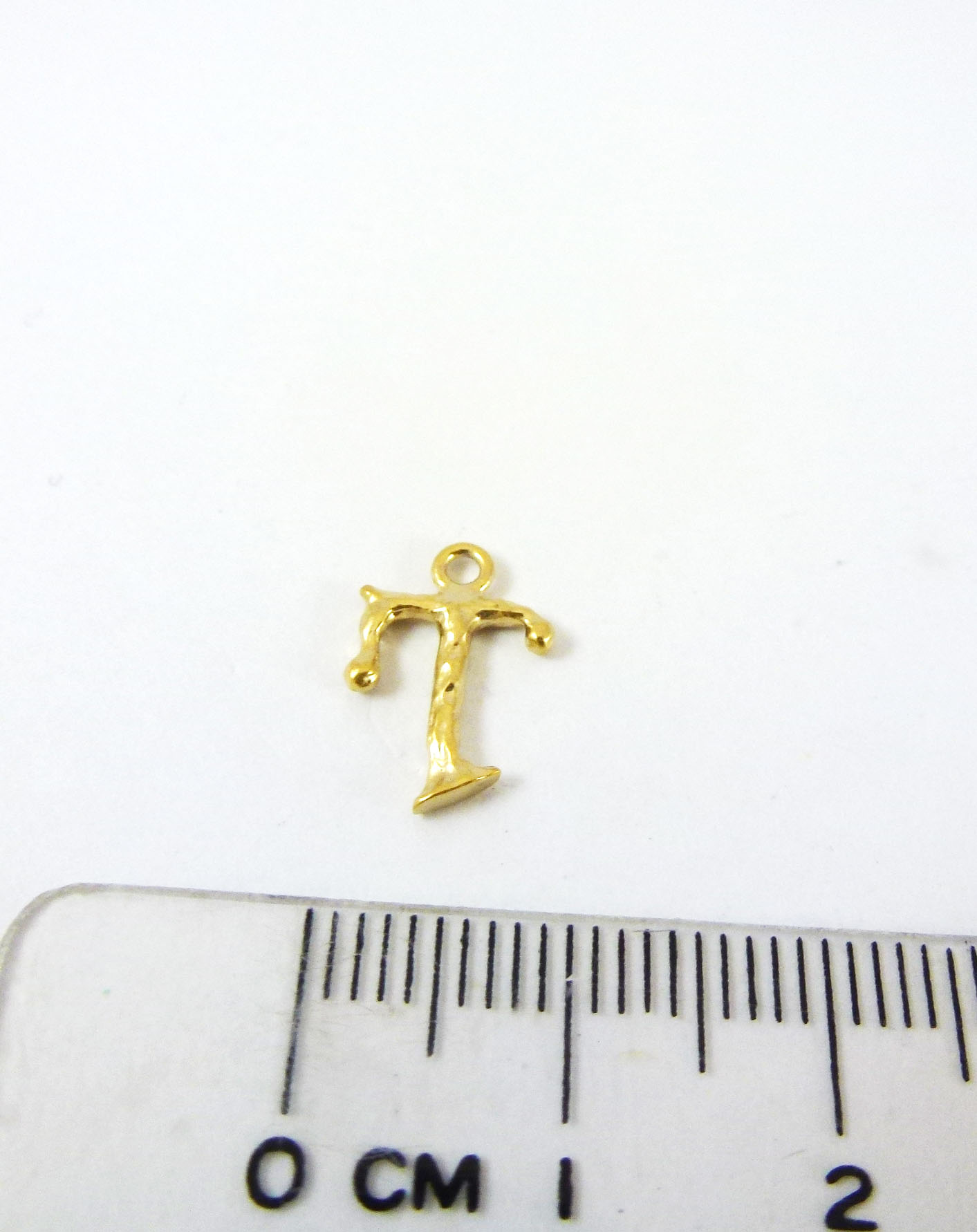 銅鍍霧金單孔英文字母T