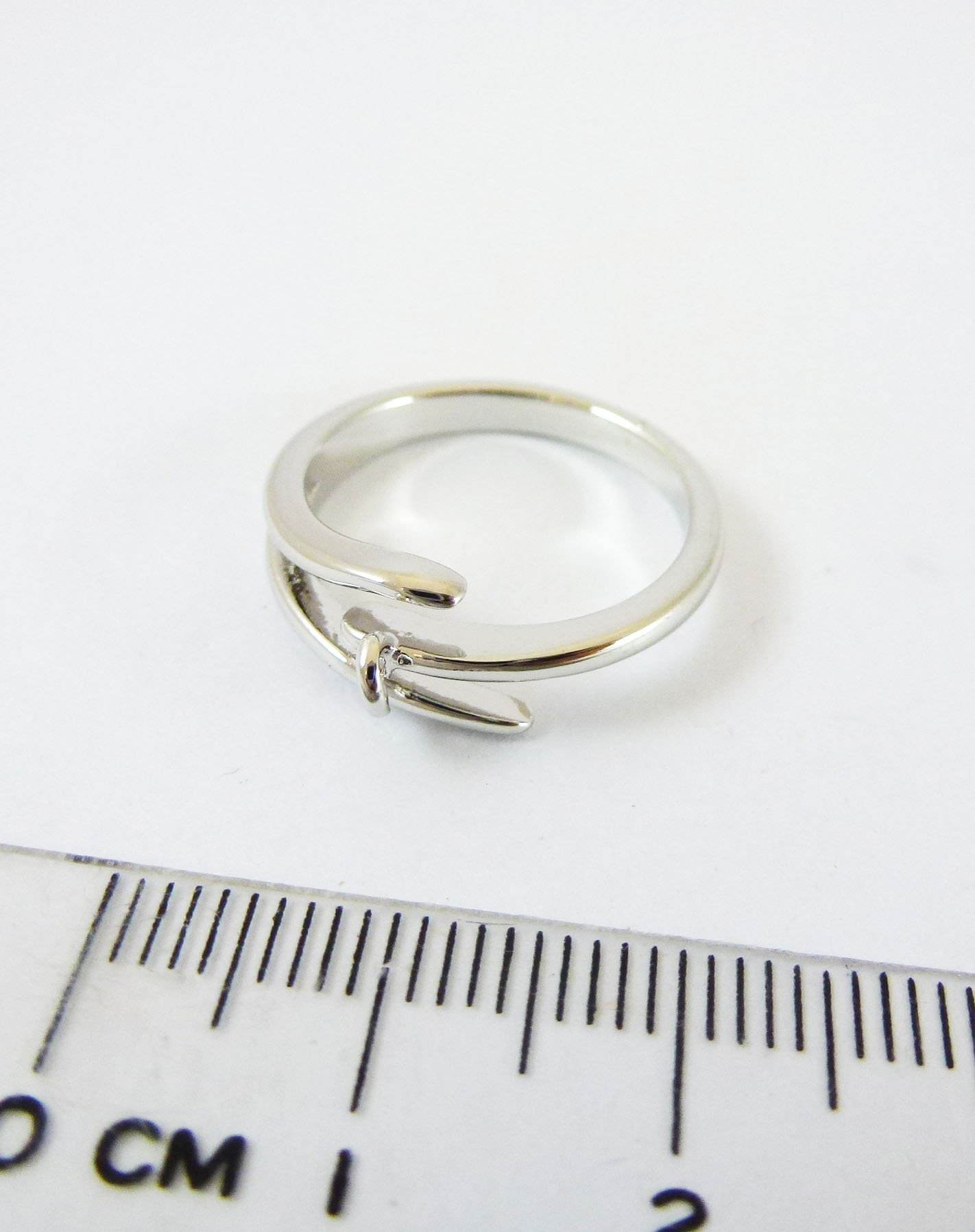 銅鍍正白K單孔叉開式戒圈