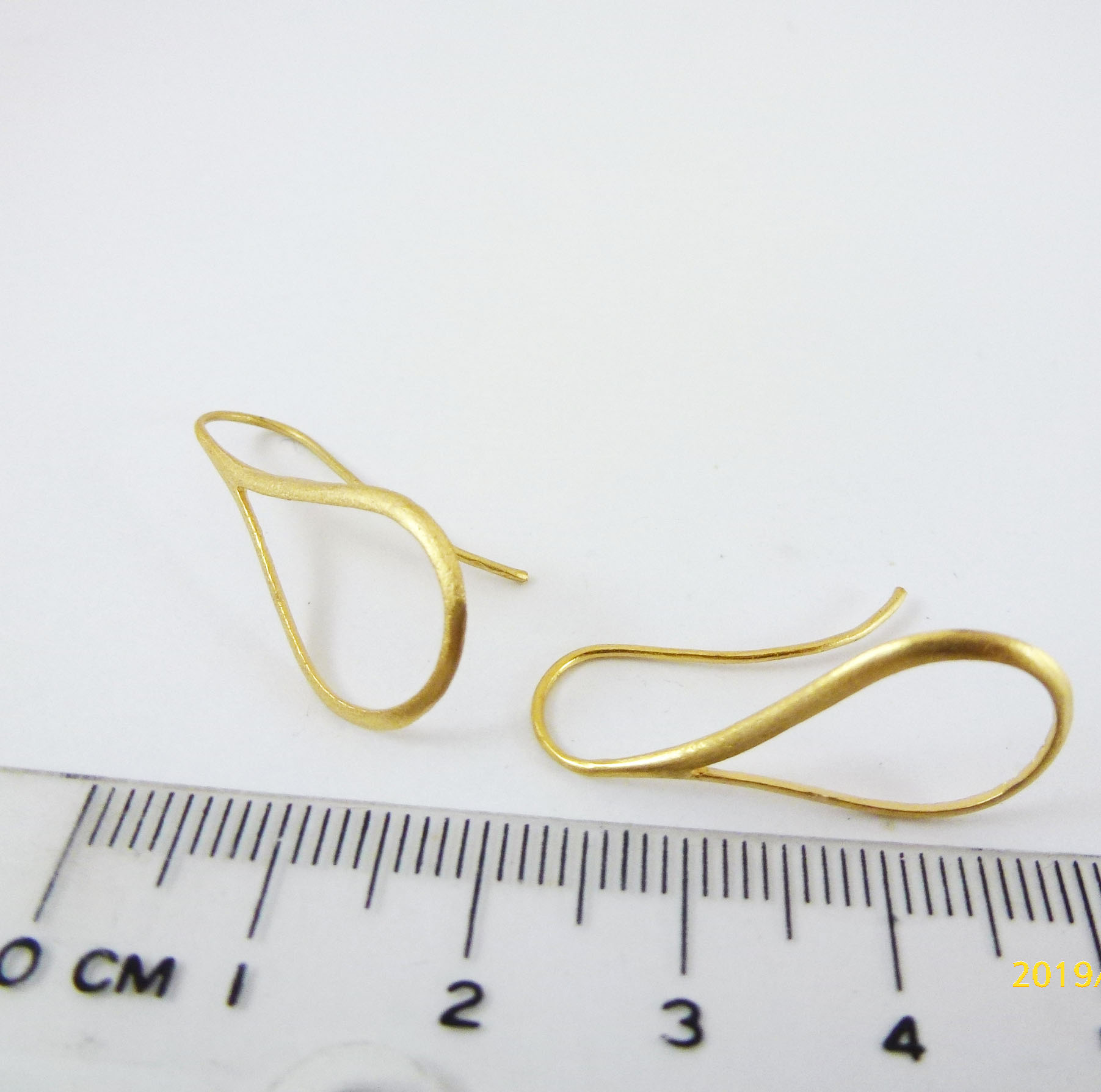 20mm銅鍍霧金中空水滴耳鉤