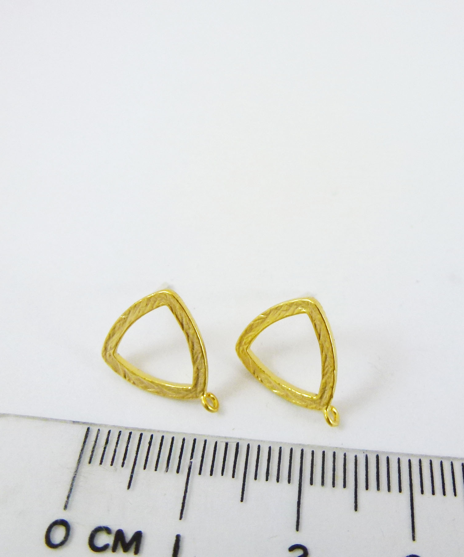 10MM銅鍍霧金圓邊三角形純銀耳針