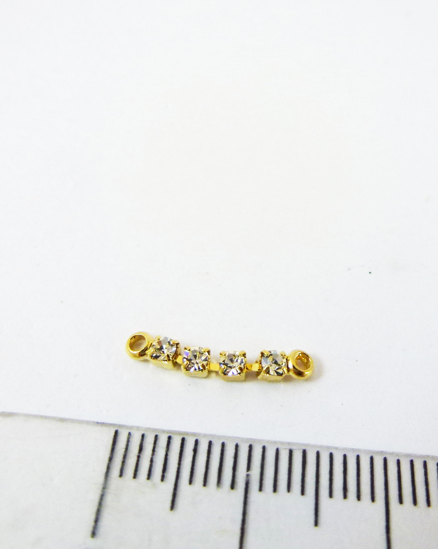 1mm銅鍍金色雙孔四顆排鑽-白色