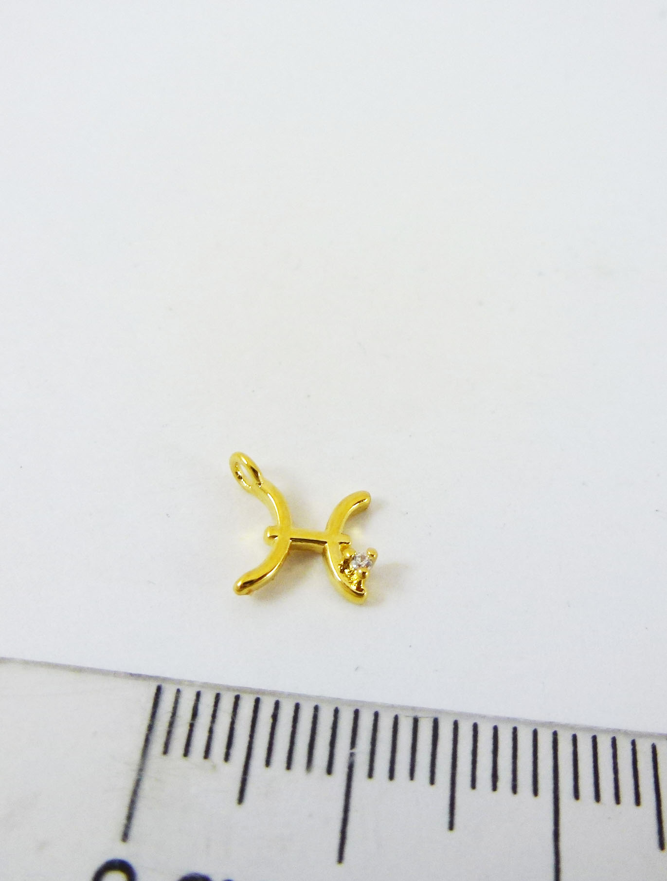 銅鍍金色單孔單鑽雙魚座