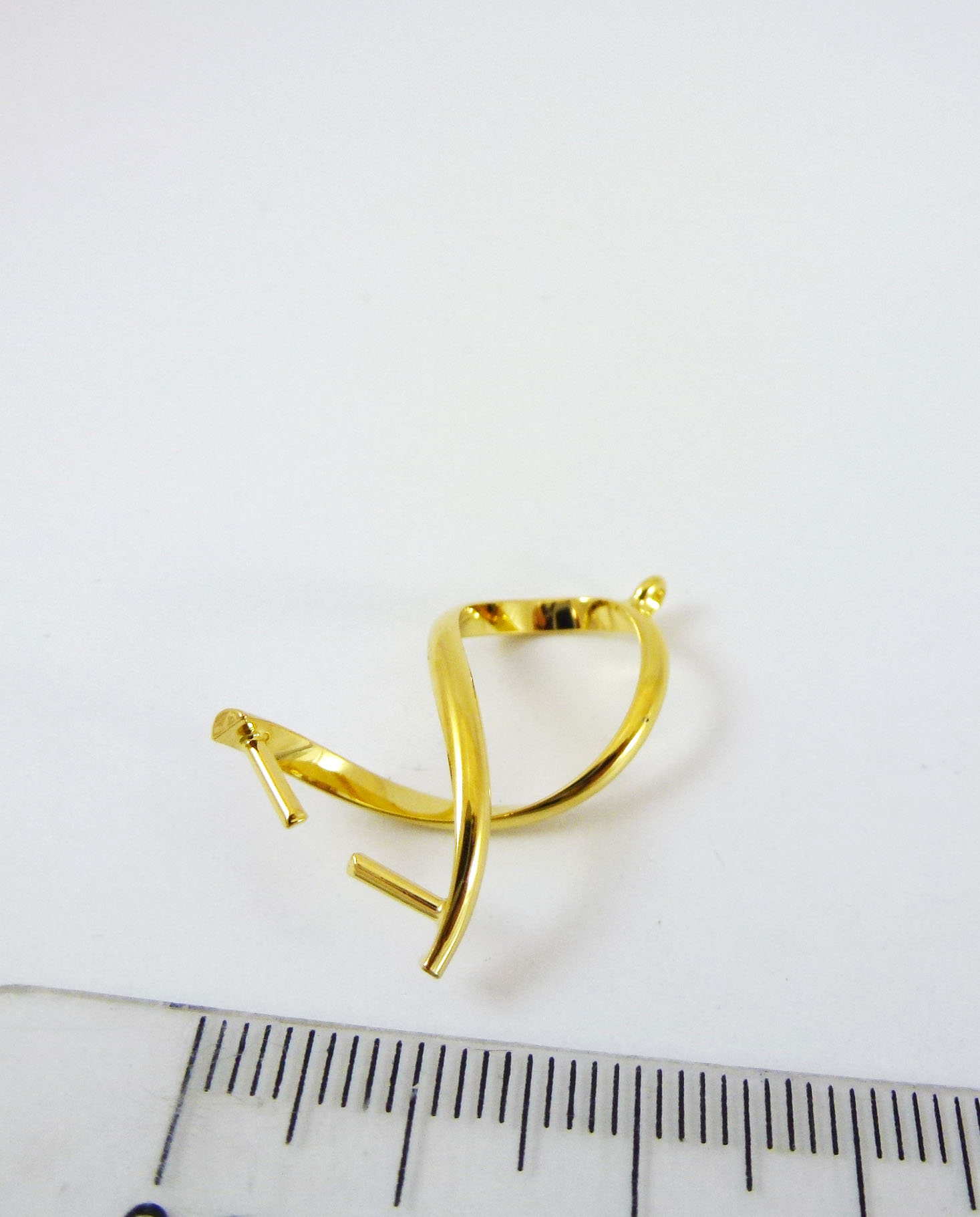 25mm銅鍍金色單孔交錯弧線