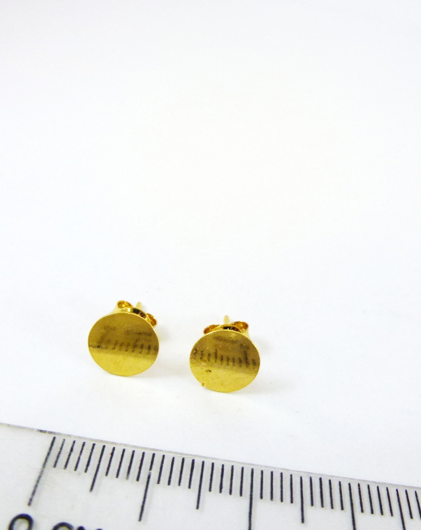 8MM純銀鍍金色圓平盤耳針
