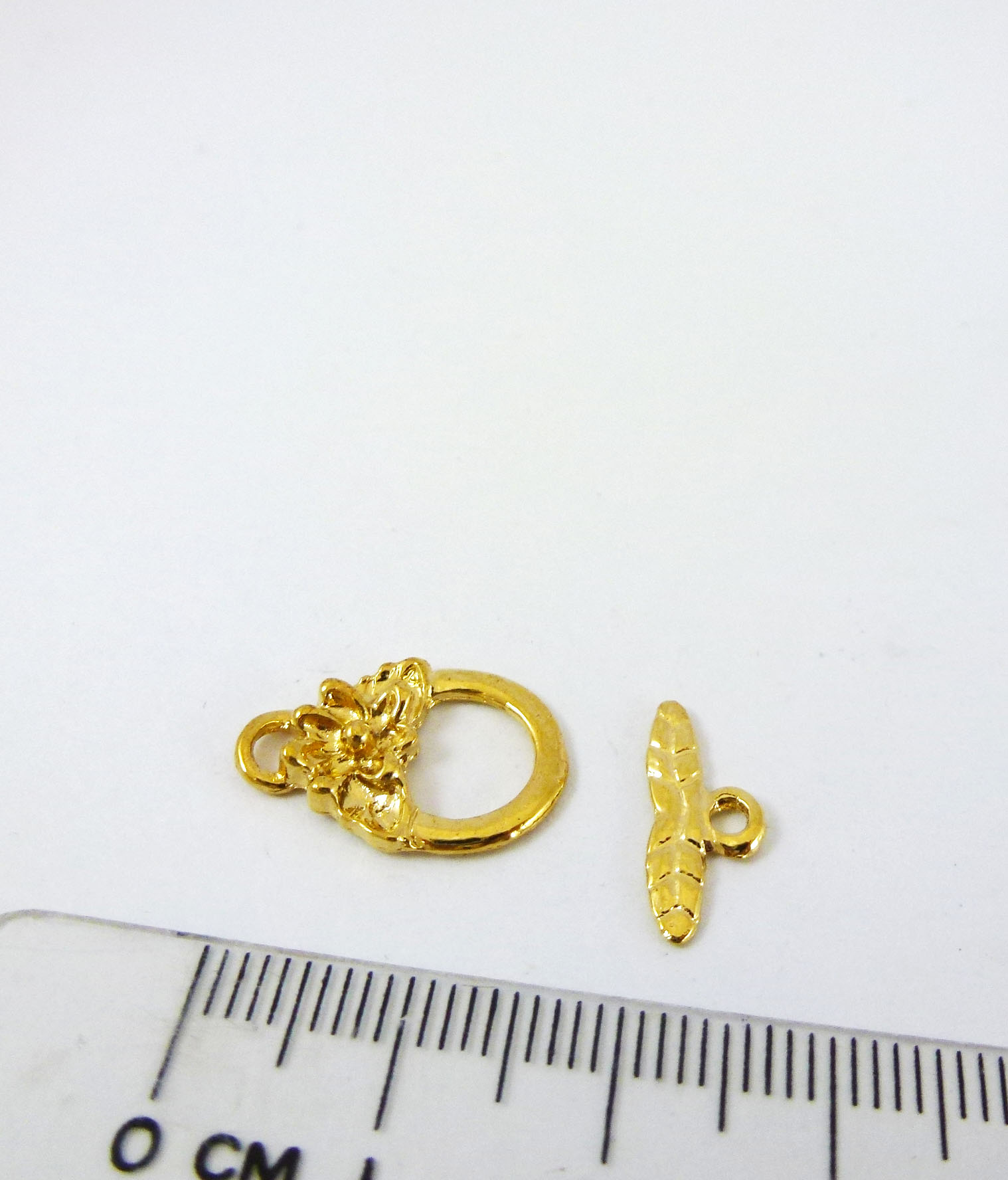銅鍍金色花葉棍扣