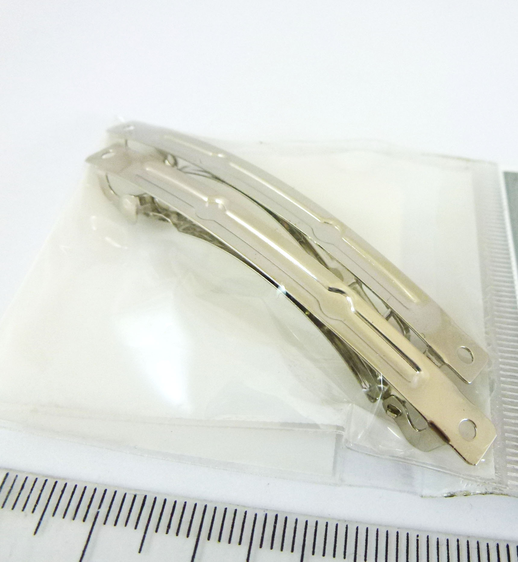 60MM銅鍍正白K色法製夾式髮夾