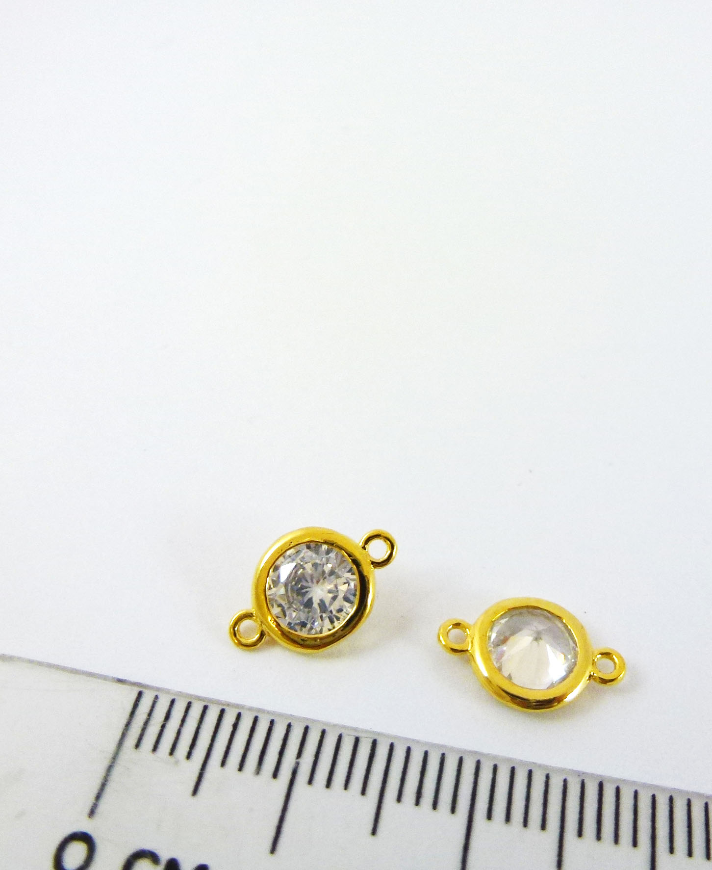 6mm銅鍍金色雙孔單鑽-白色
