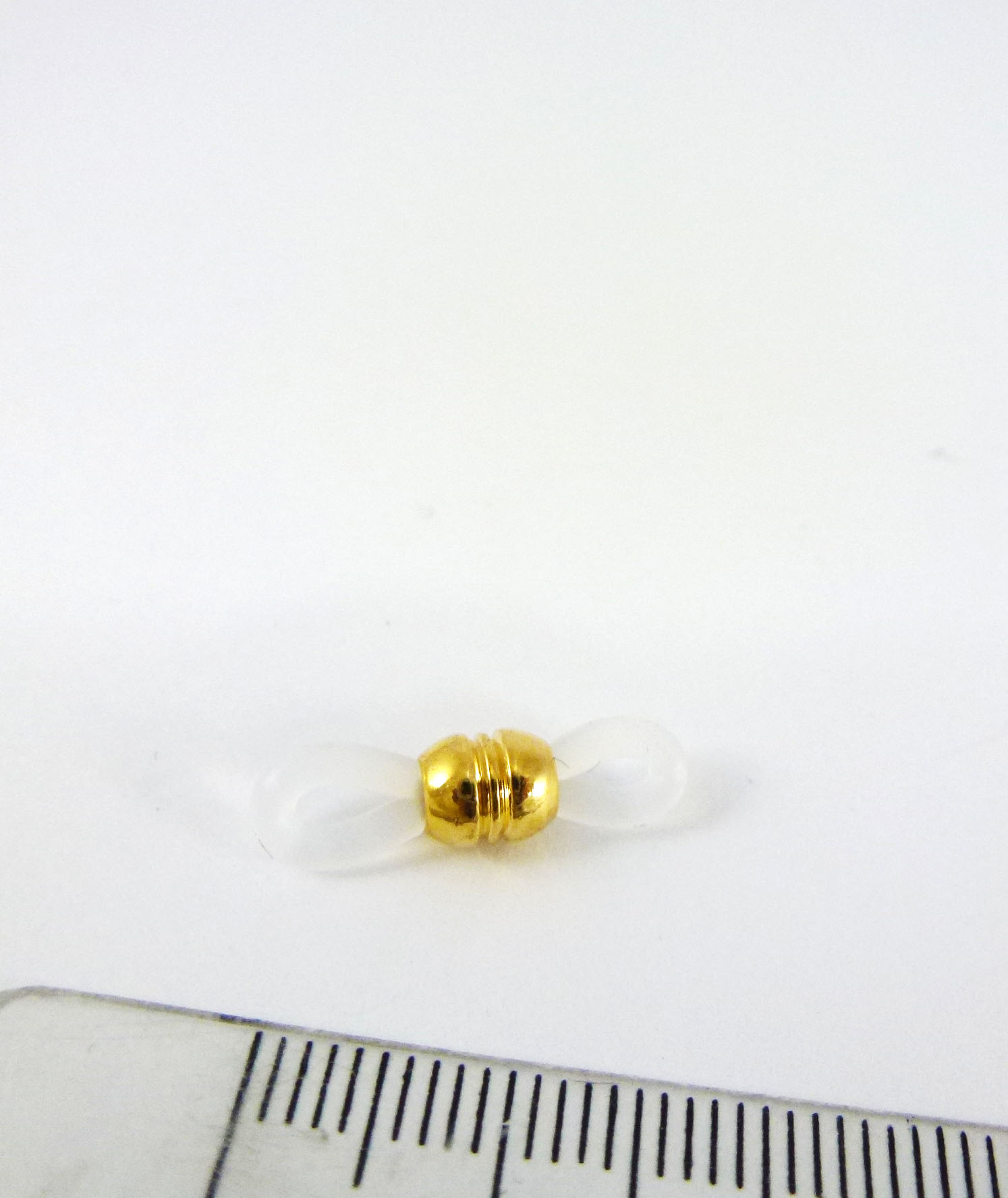 銅鍍金色條紋圓桶圈白色眼鏡鍊扣