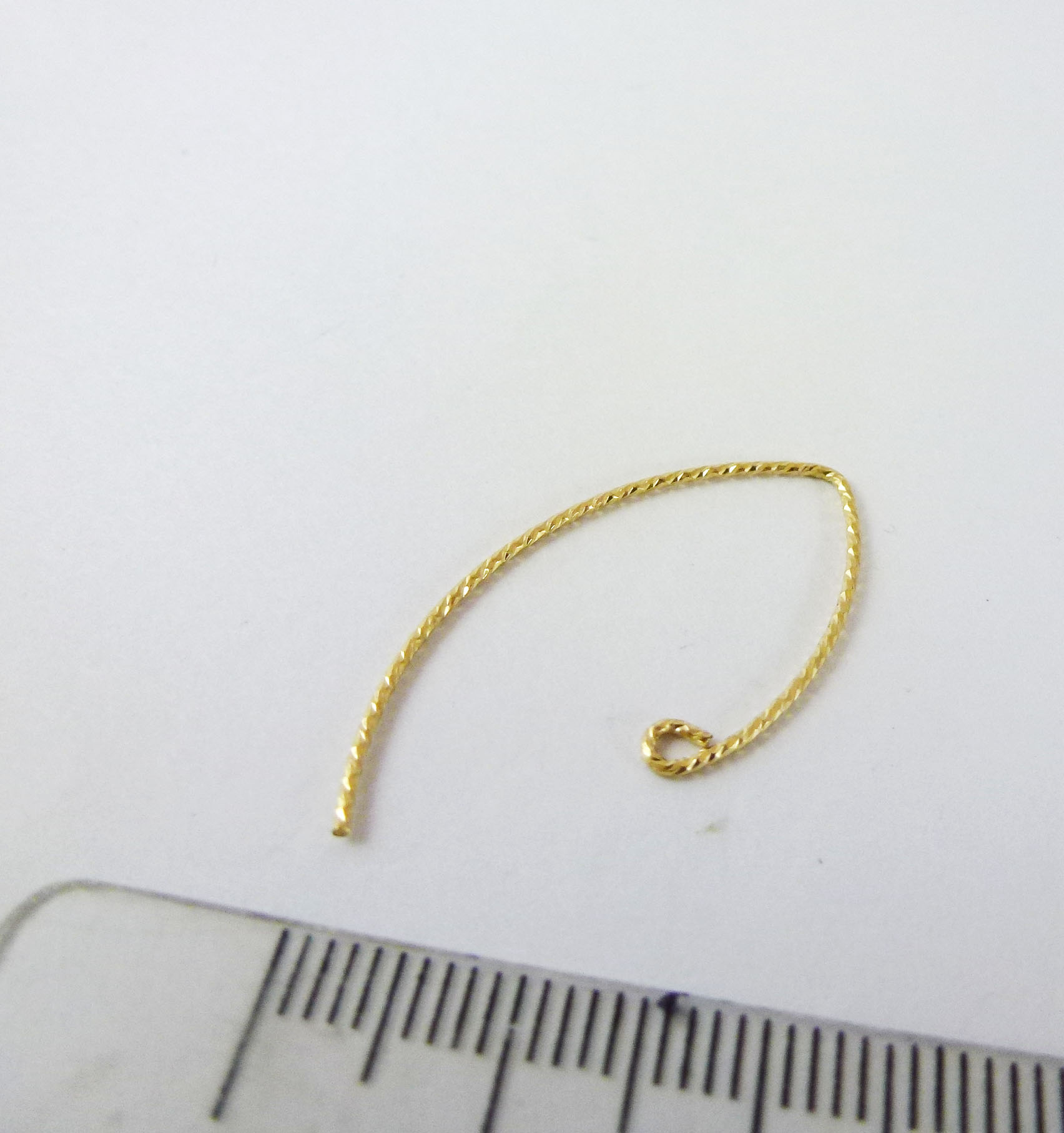 銅包14K金斜紋魚桿形耳鉤