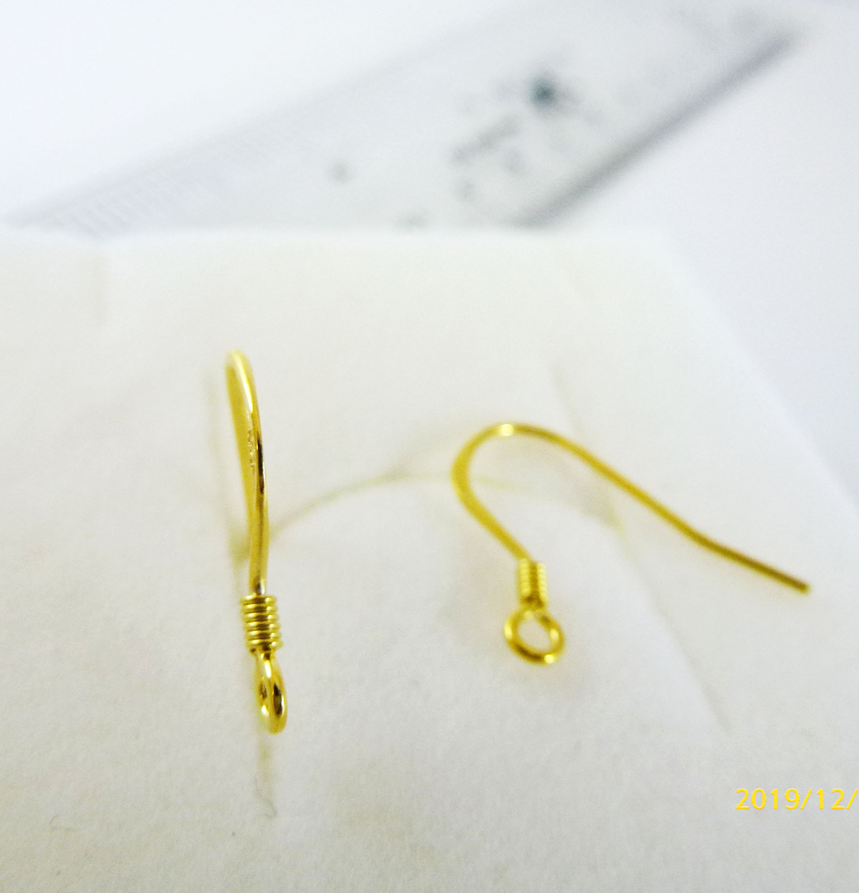 17MM純銀鍍金扁形耳鉤+彈簧