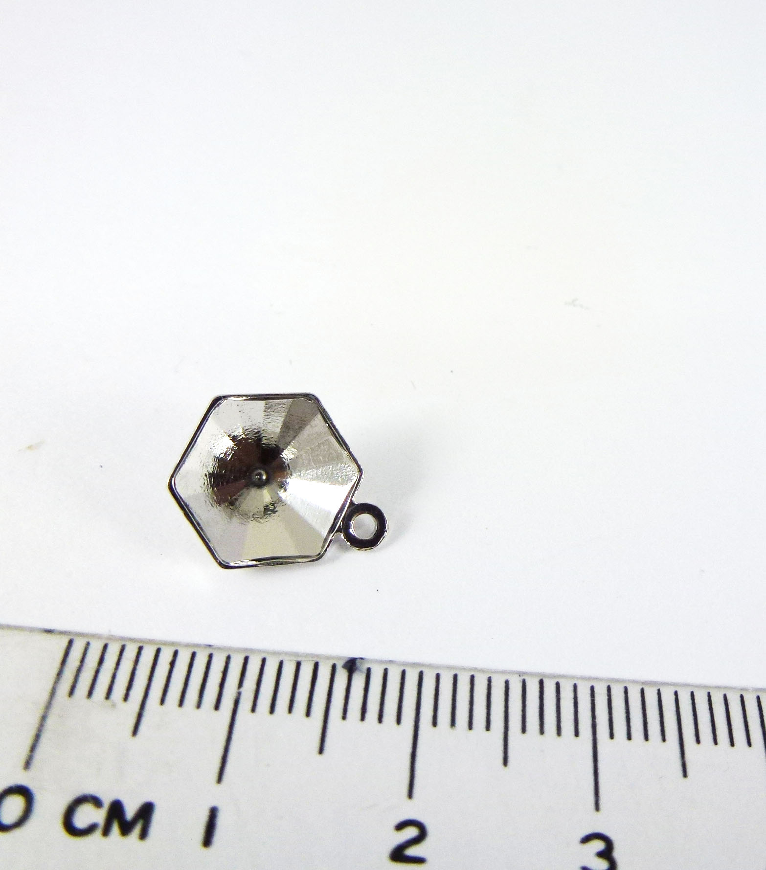 9.4X10.8mm銅鍍正白K萬花筒六邊形吊墜座台