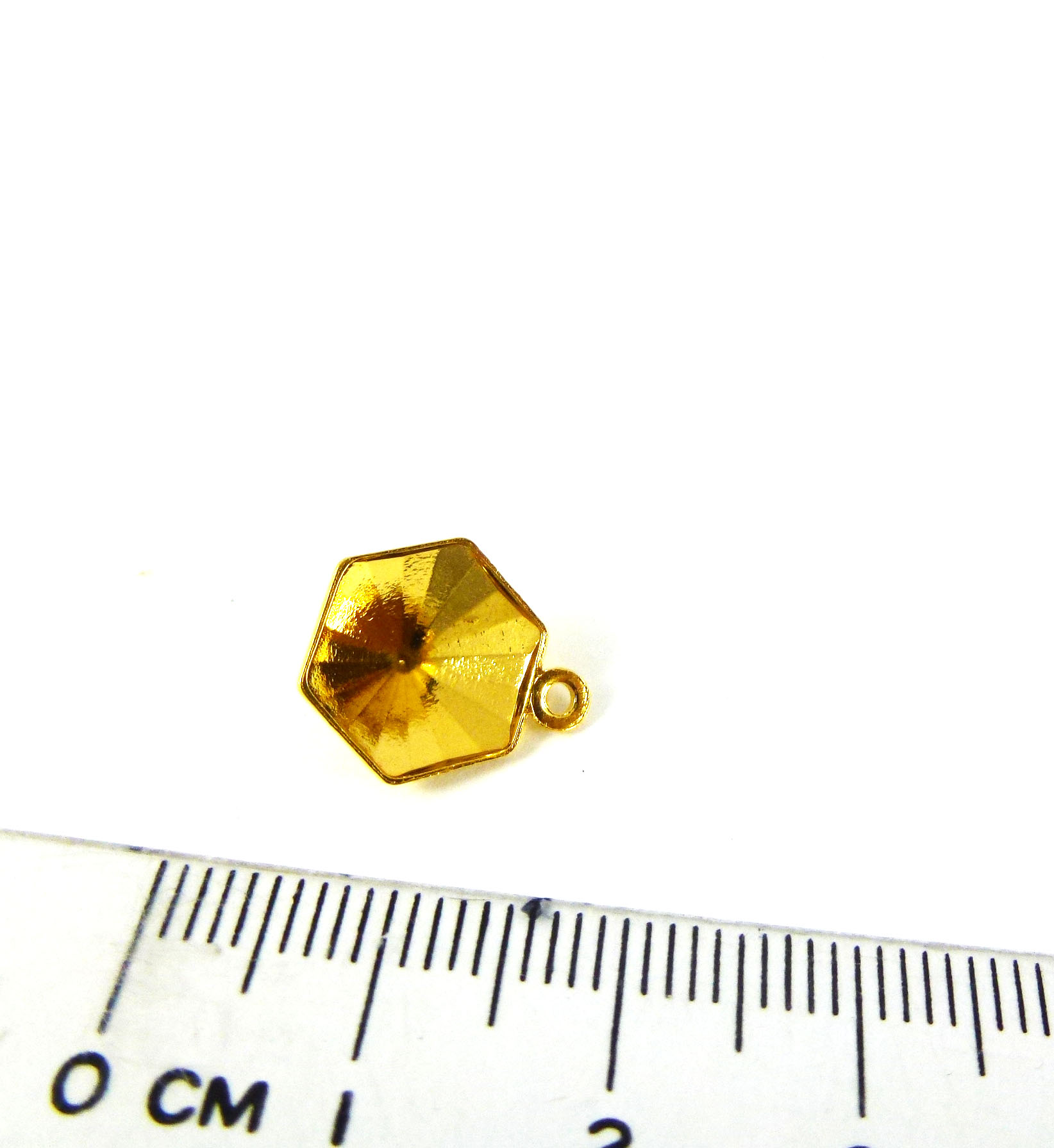 9.4X10.8mm銅鍍金色萬花筒六邊形吊墜座台