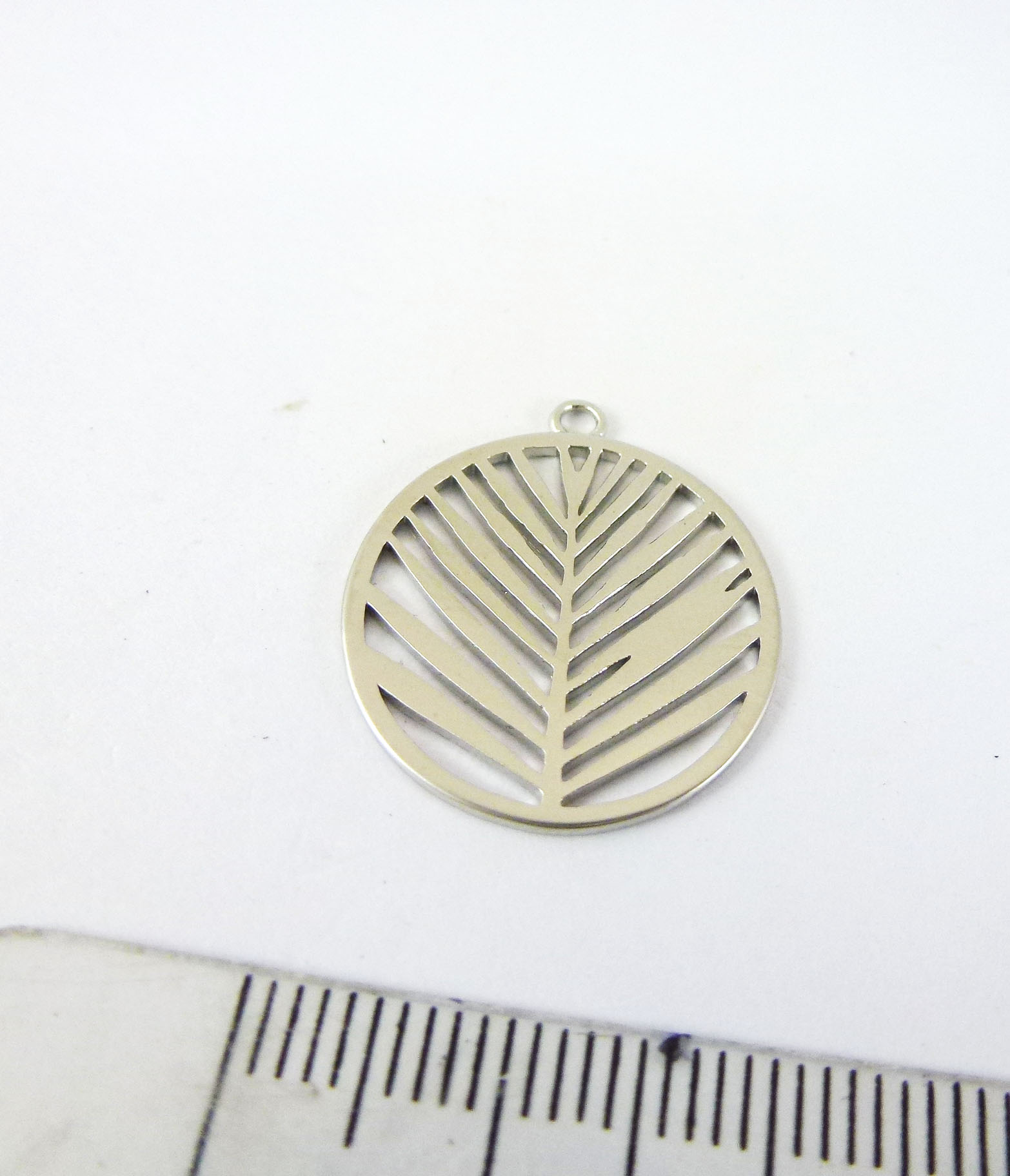 20mm銅鍍霧銀單孔圓形葉