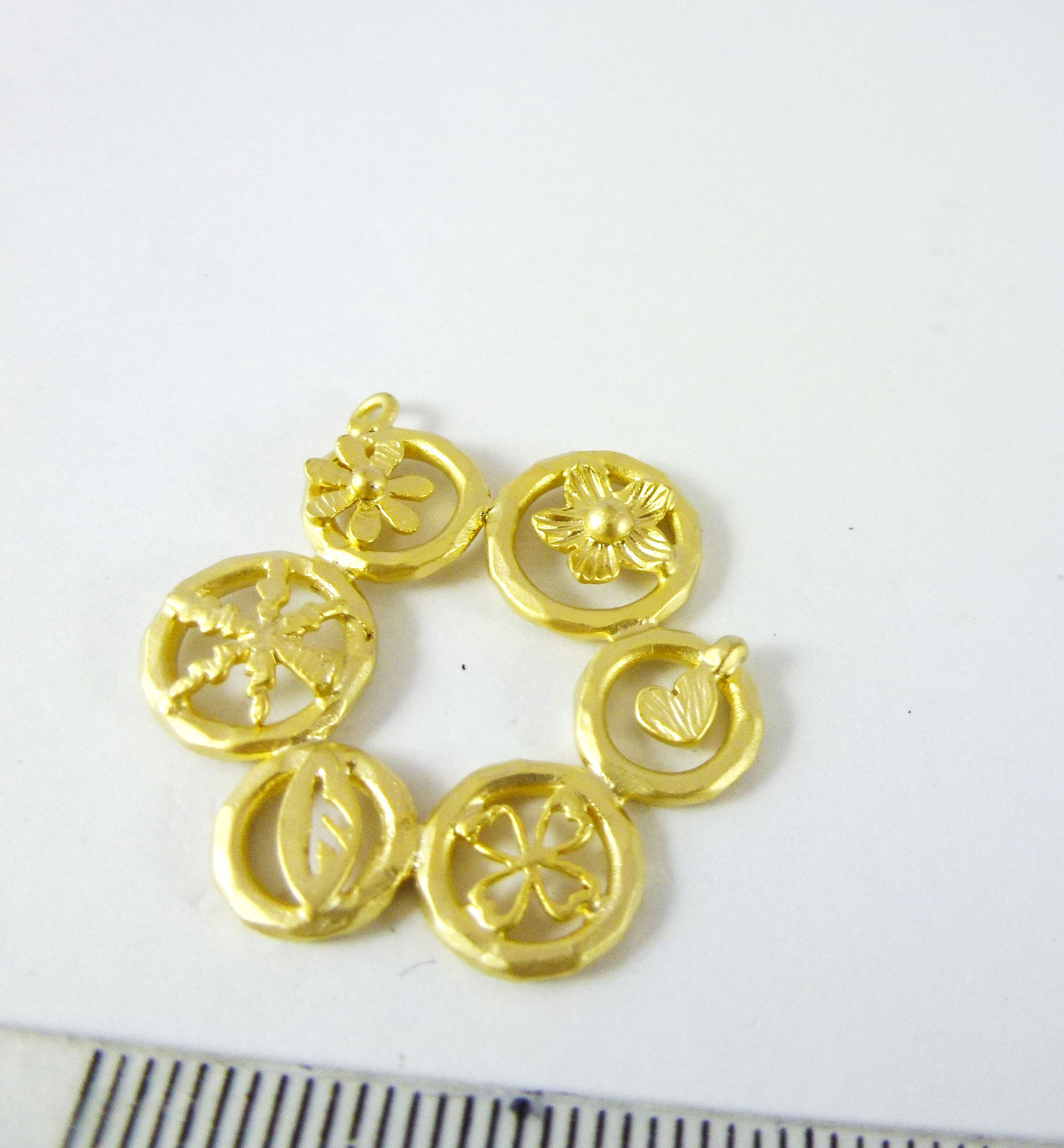 銅鍍霧金單孔花環