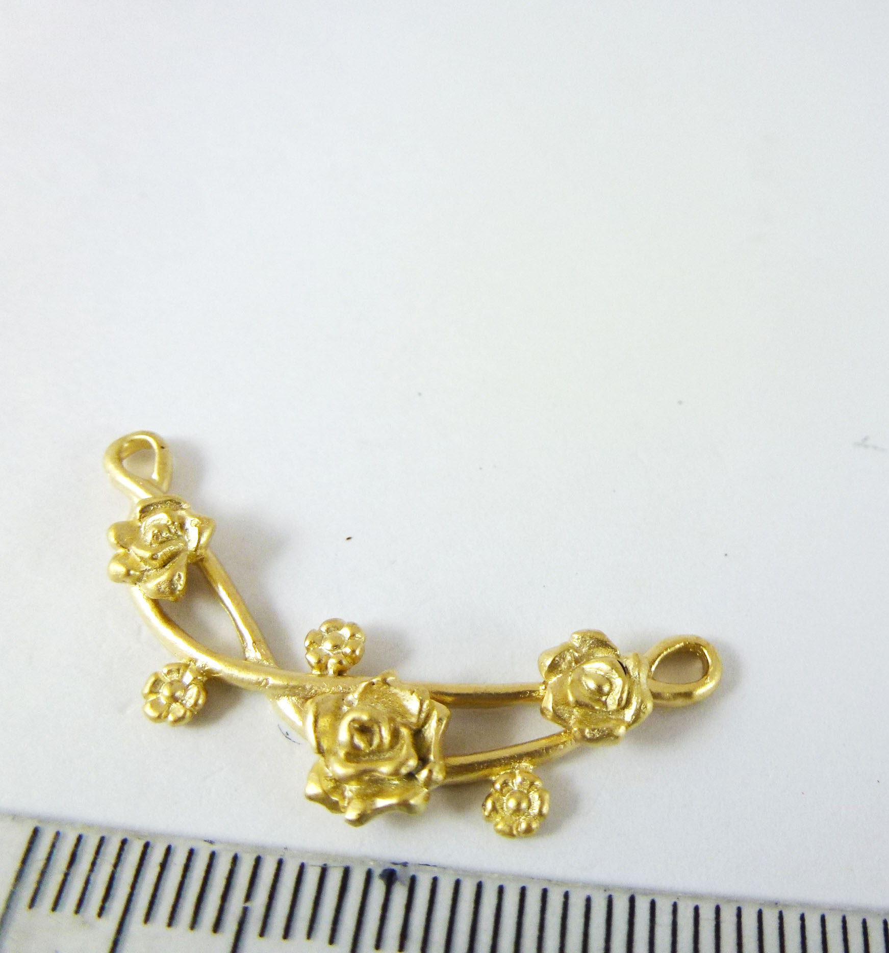 銅鍍霧金雙孔玫瑰花串