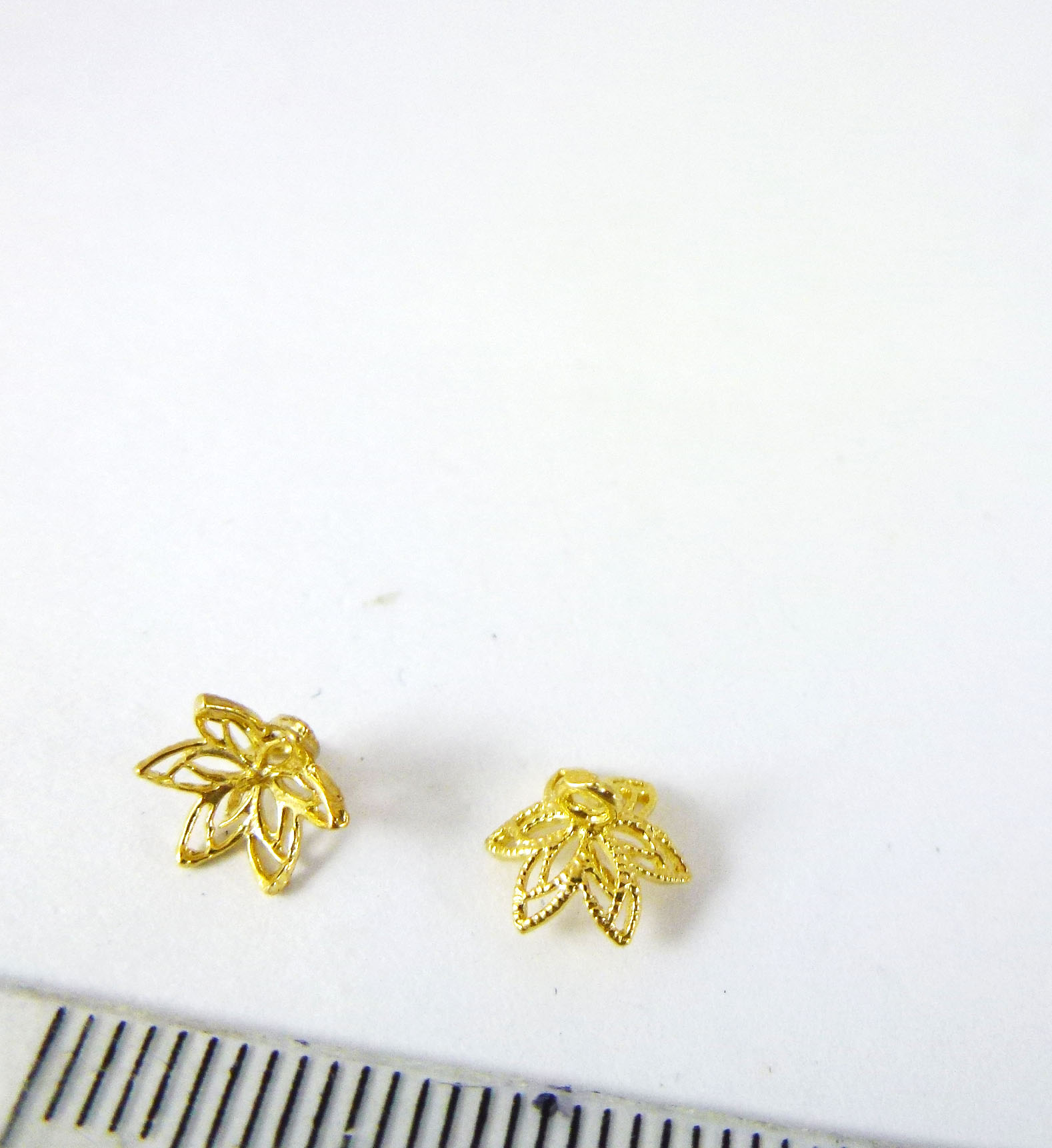 8MM純銀鍍金六瓣網花花帽