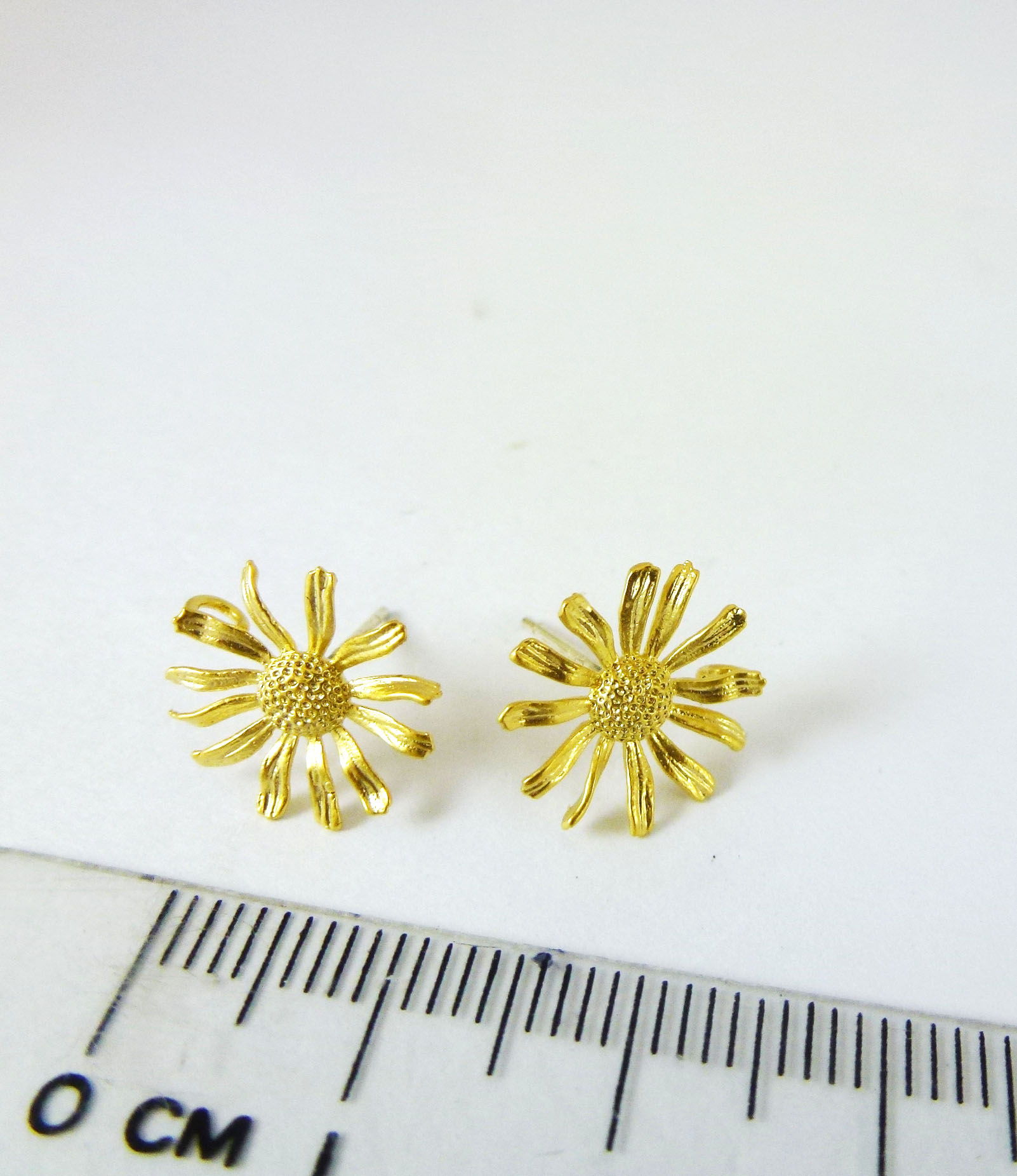 銅鍍霧金野菊花純銀耳針