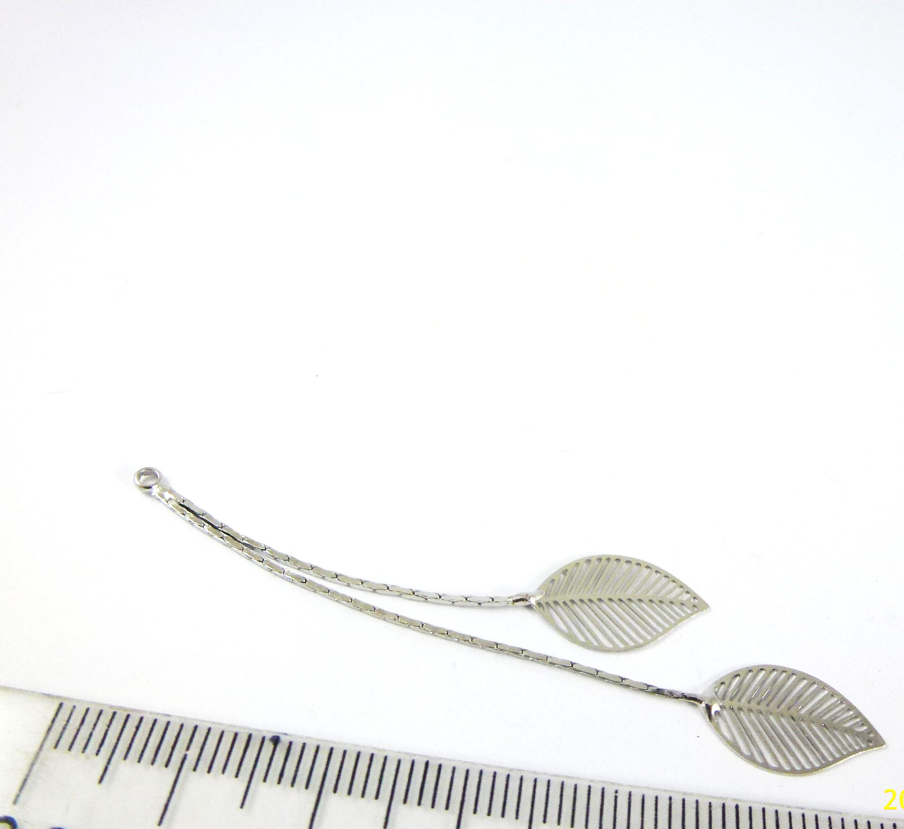 銅鍍正白K單孔流蘇葉