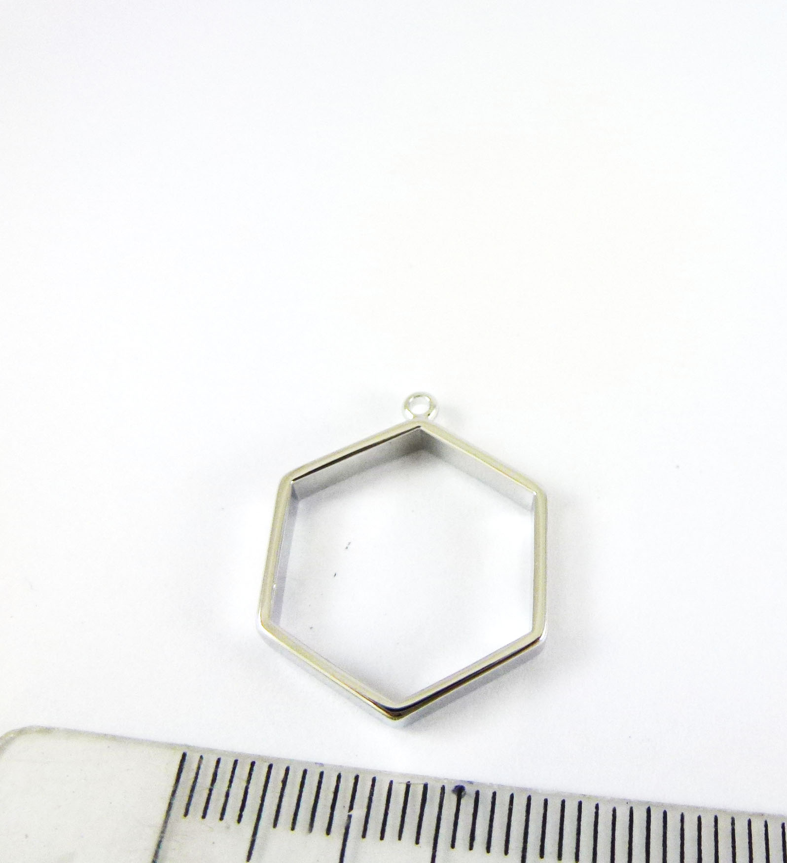18X20MM銅鍍白K單孔六邊形
