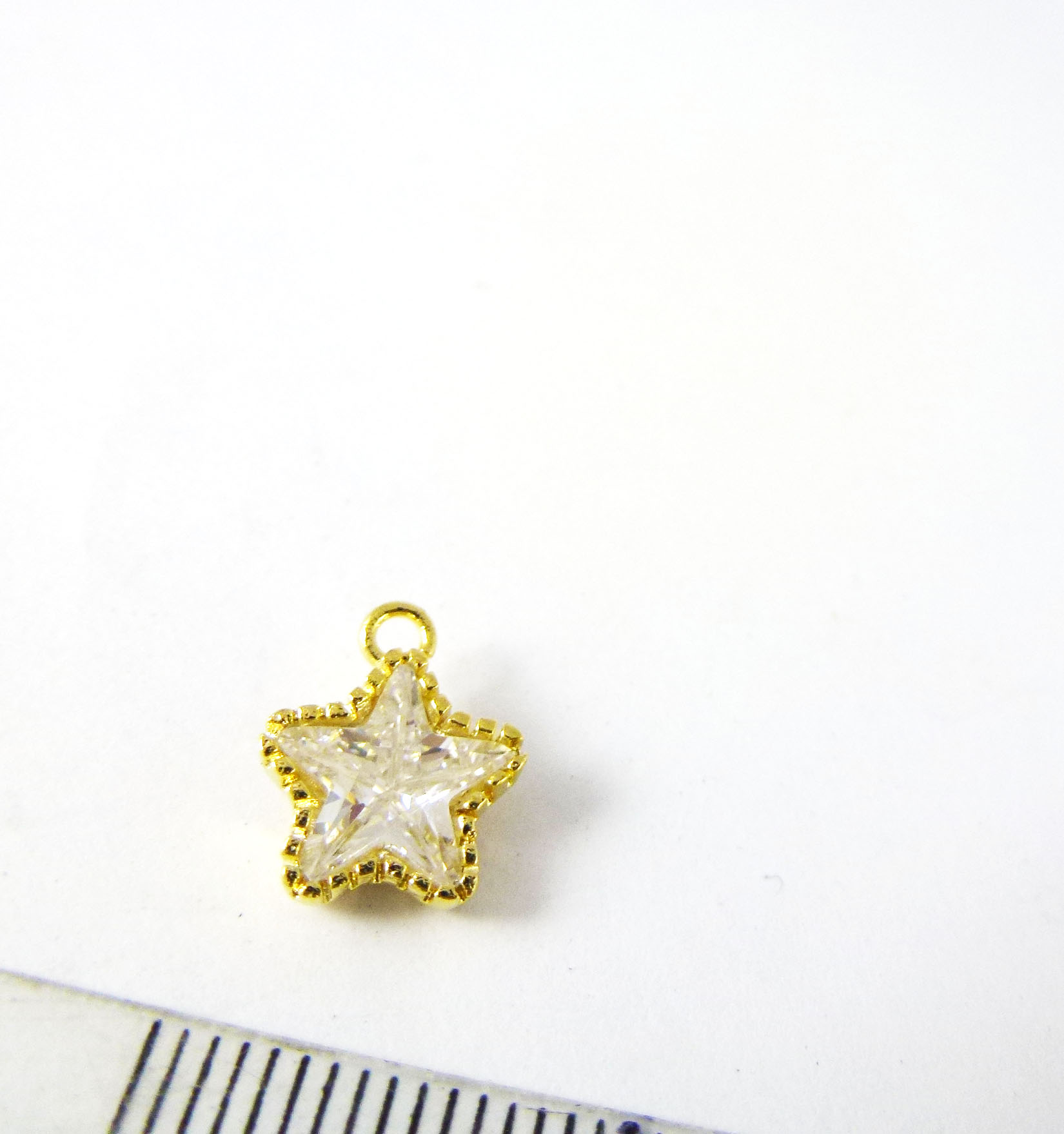10mm銅鍍金色單孔鋯石星星