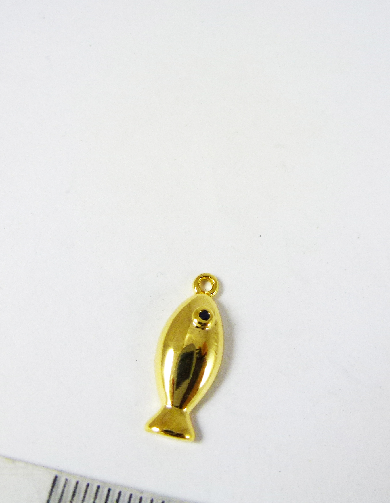 15mm銅鍍金色單孔黑眼魚