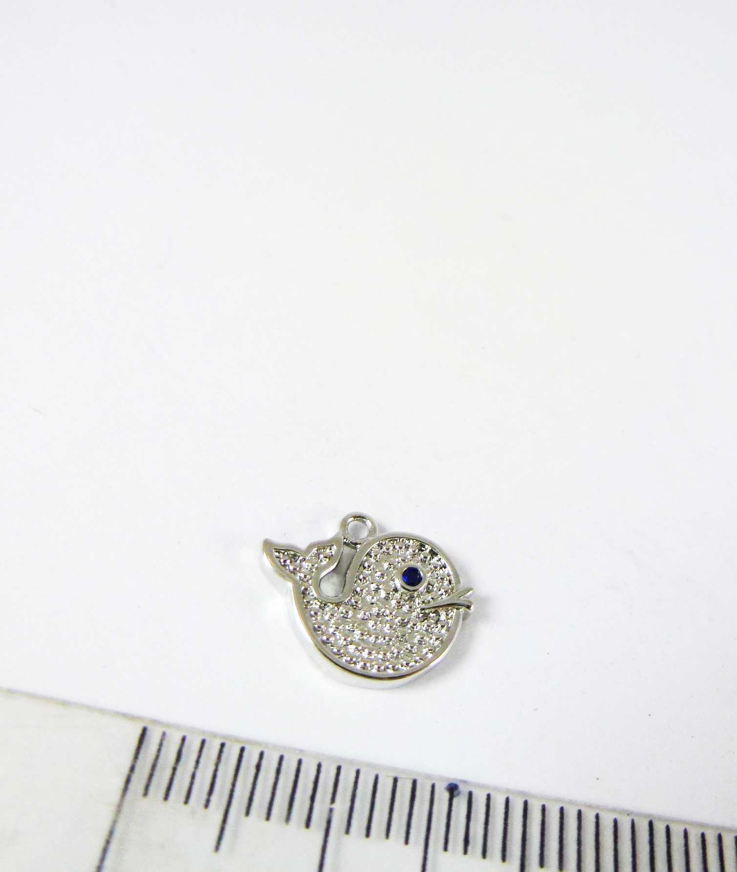 銅鍍白K單孔Q版鯨魚