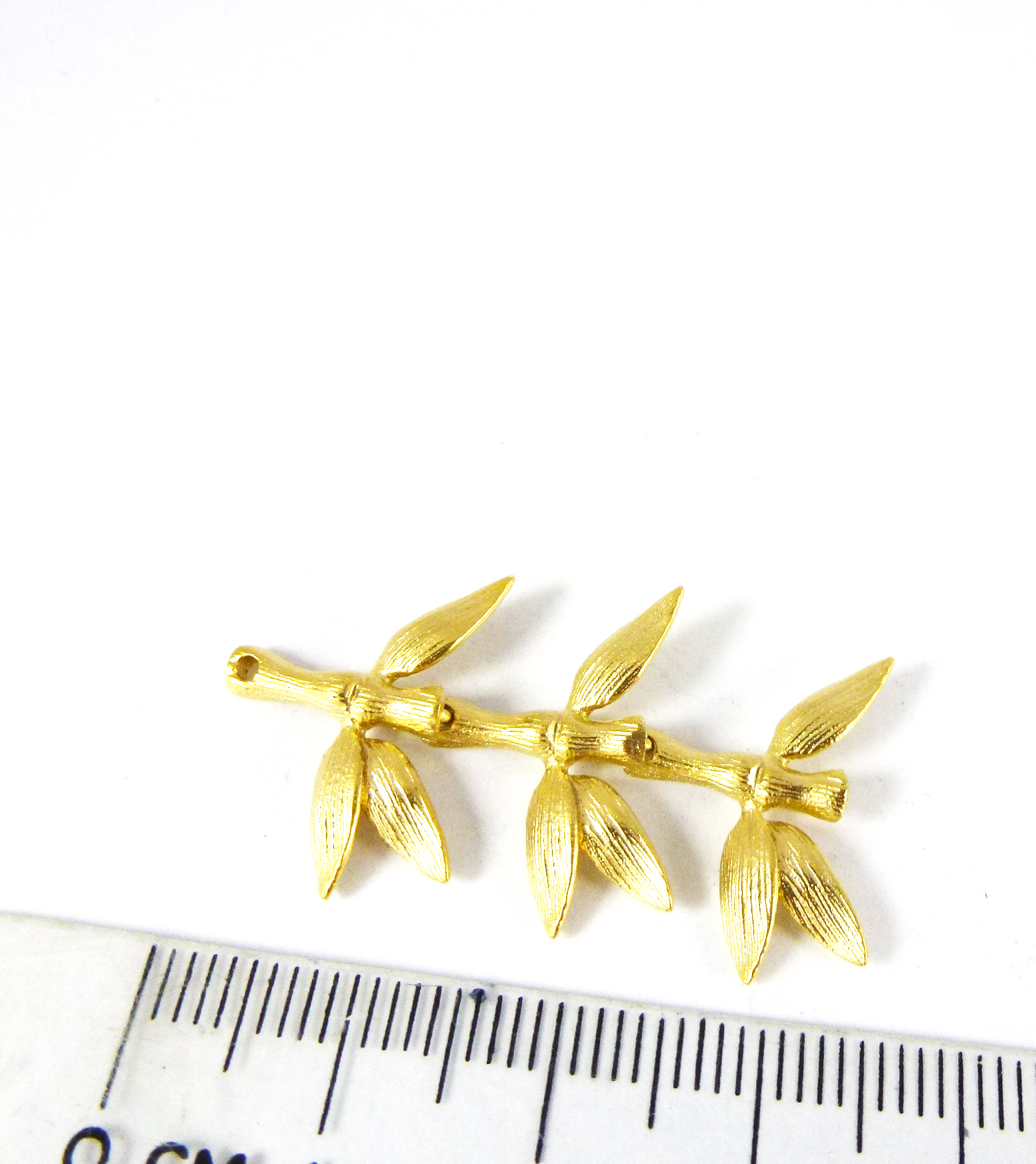 34mm銅鍍霧金雙孔三節竹葉