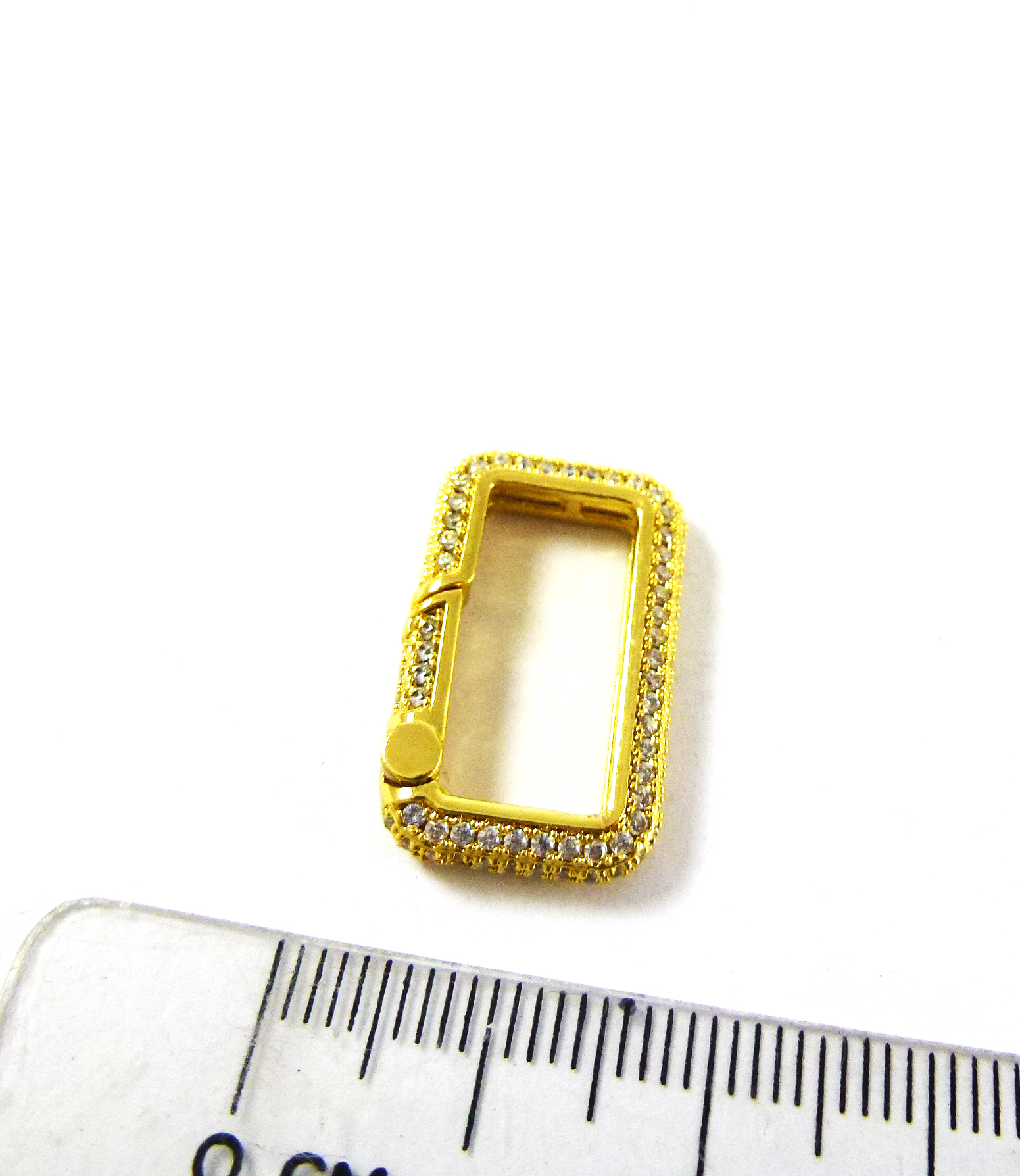 23x14mm銅鍍金色鏤空長方形鑲鑽壓扣