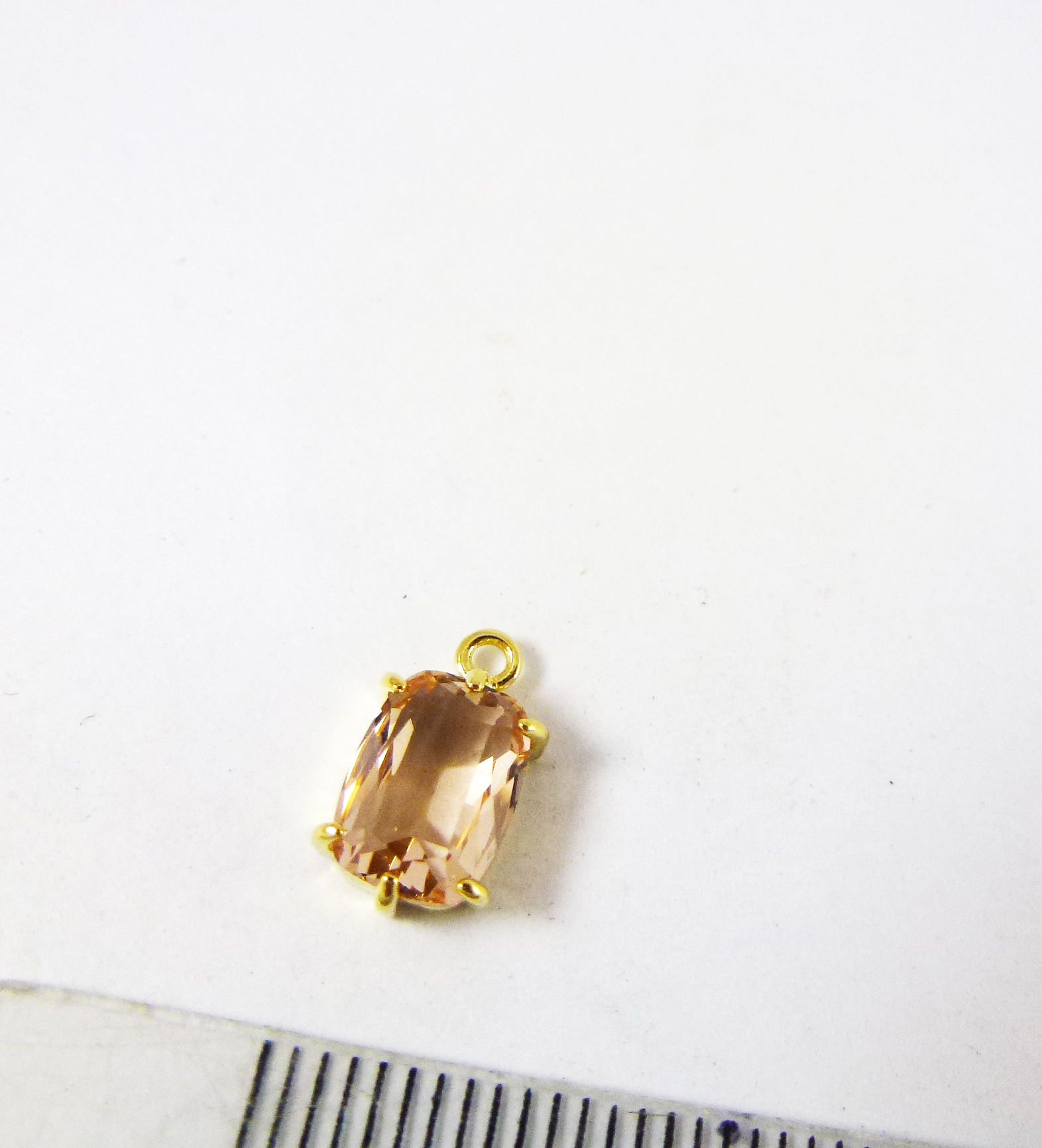 8x6mm銅鍍金色單孔方形包邊-淺淺橘