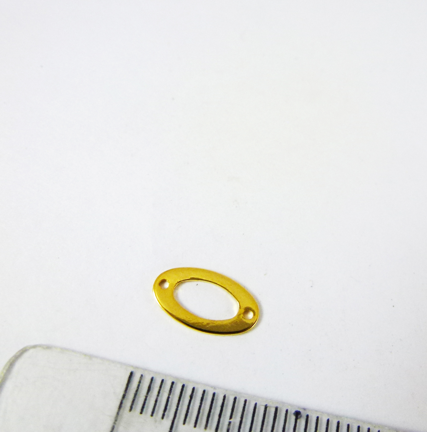 11x6mm銅鍍金色雙孔中孔橢圓形