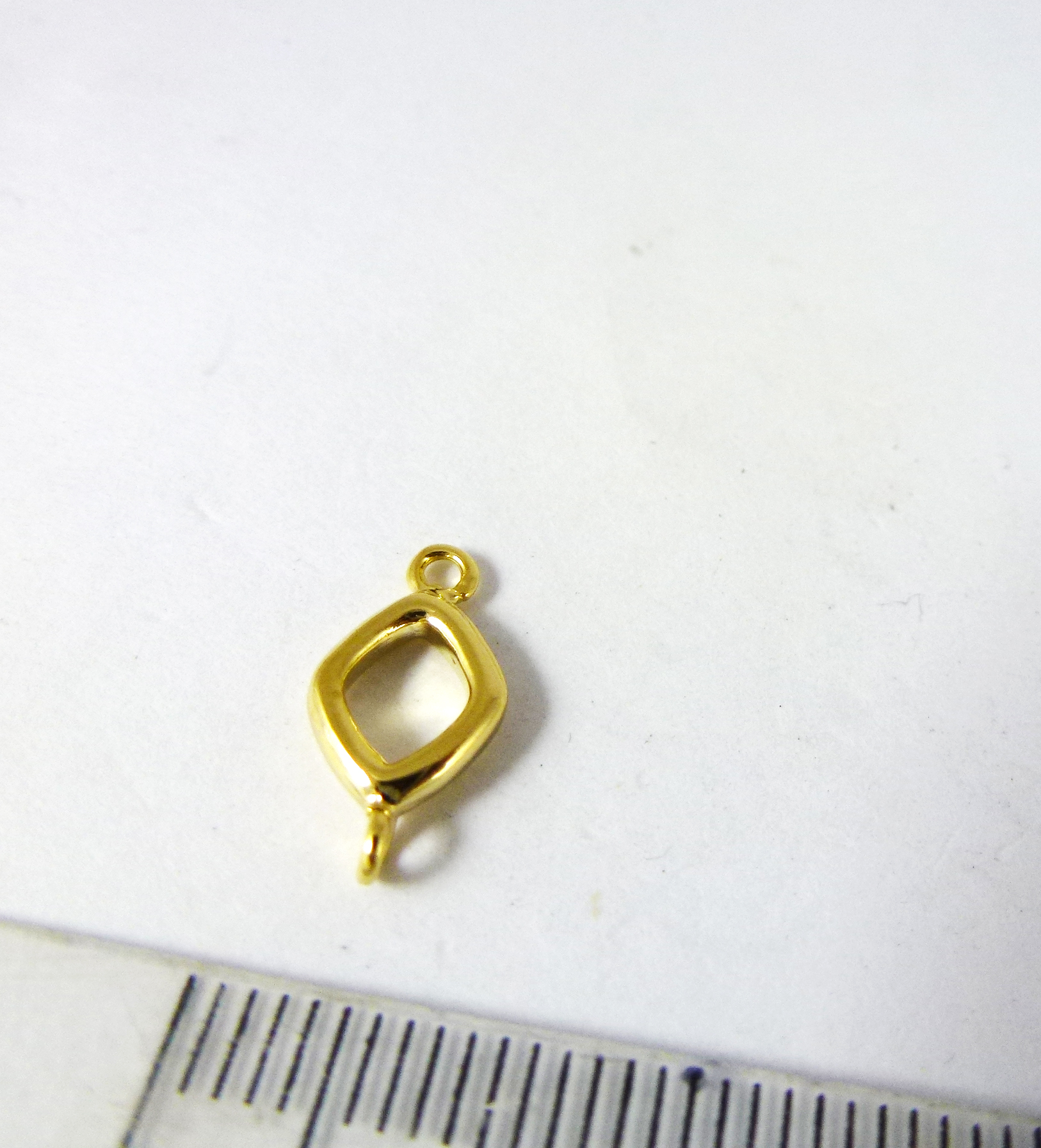 9MM銅鍍金色雙孔中空菱形