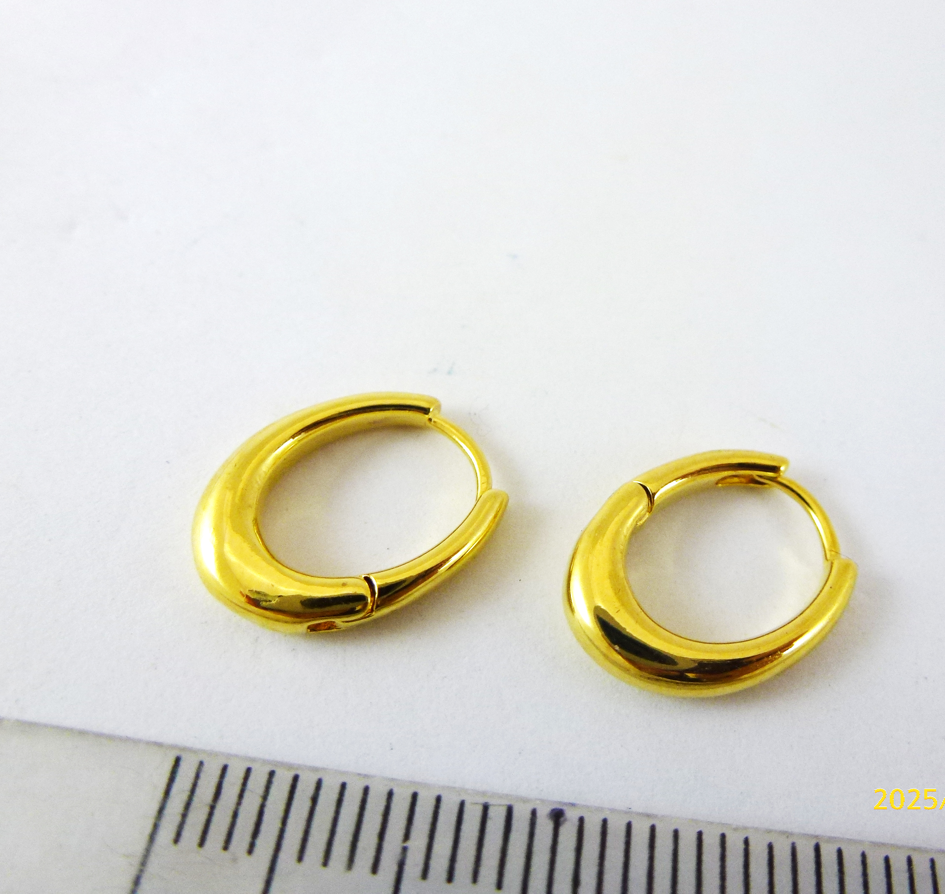 15mm銅鍍金色O形耳環