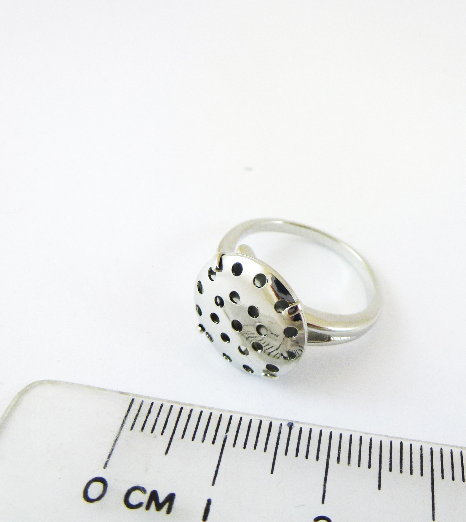 14mm銅鍍白K 21孔網盤戒指環