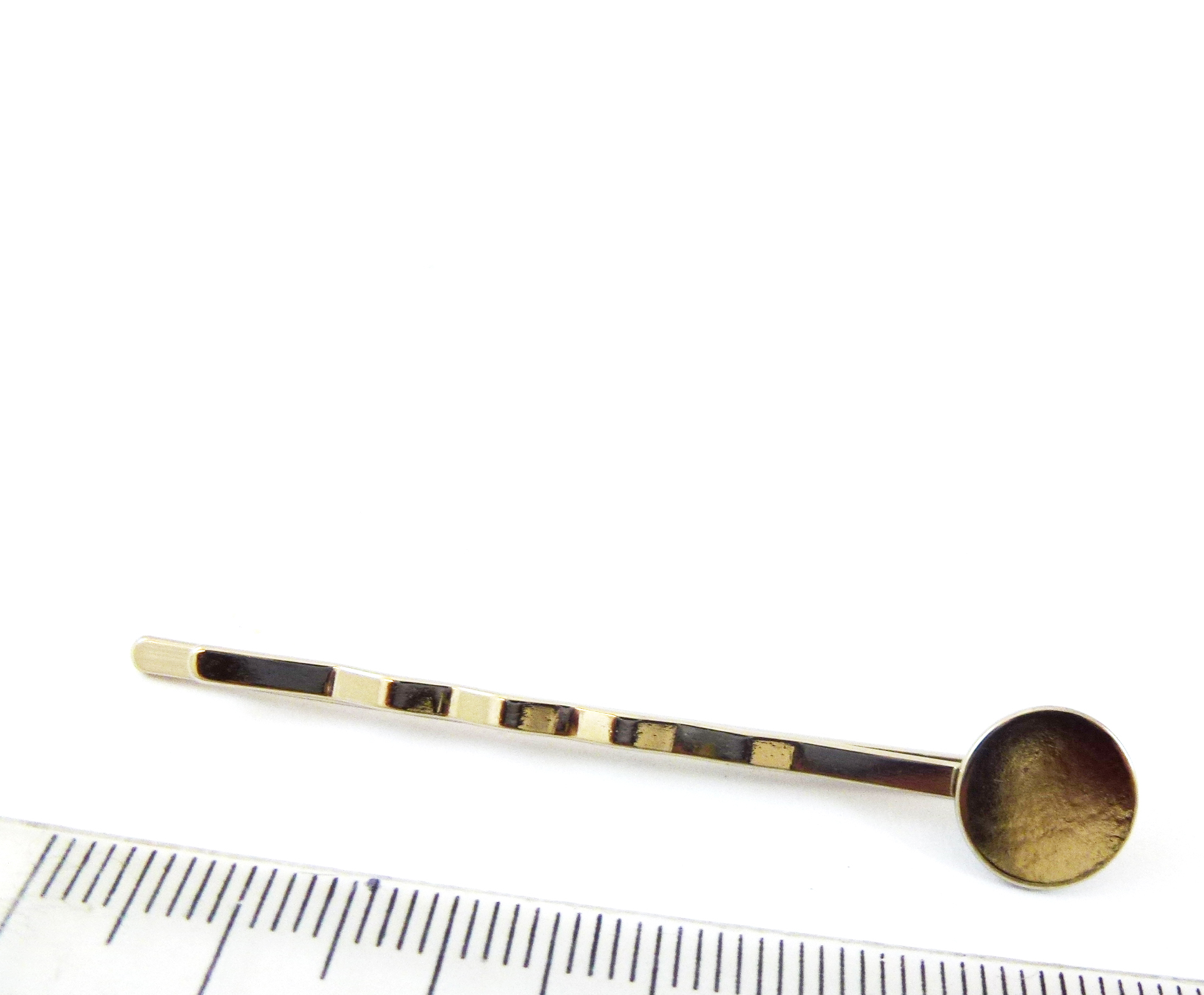 10MM銅鍍白K圓盤一字波浪髮夾